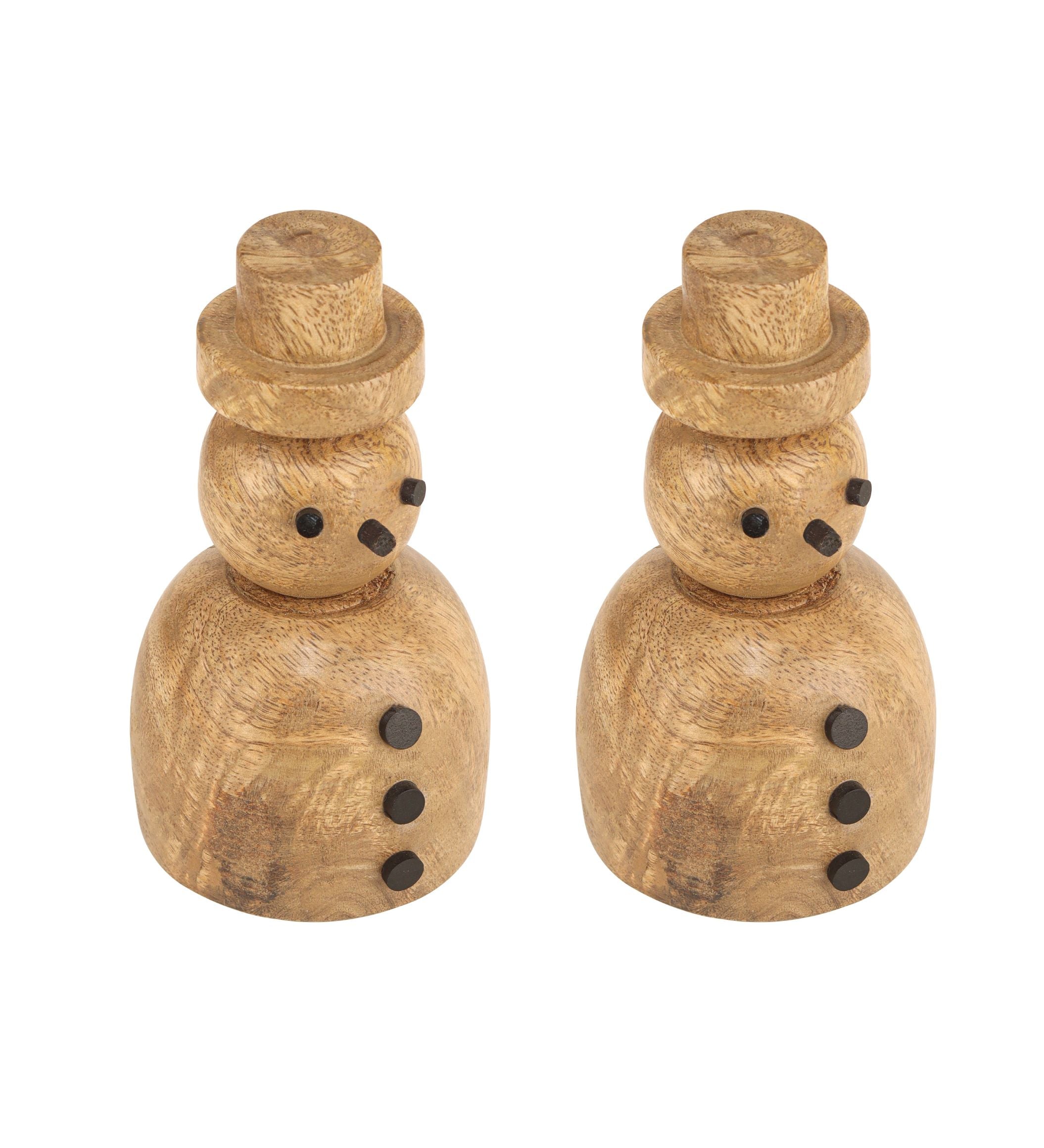 Christmas Wooden Snowman Artifact S/2