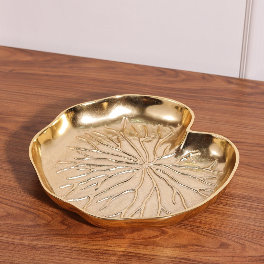 Aluminium Home Craft Lotus Stem Serving Fruit Deep Designer Tabletop Platter