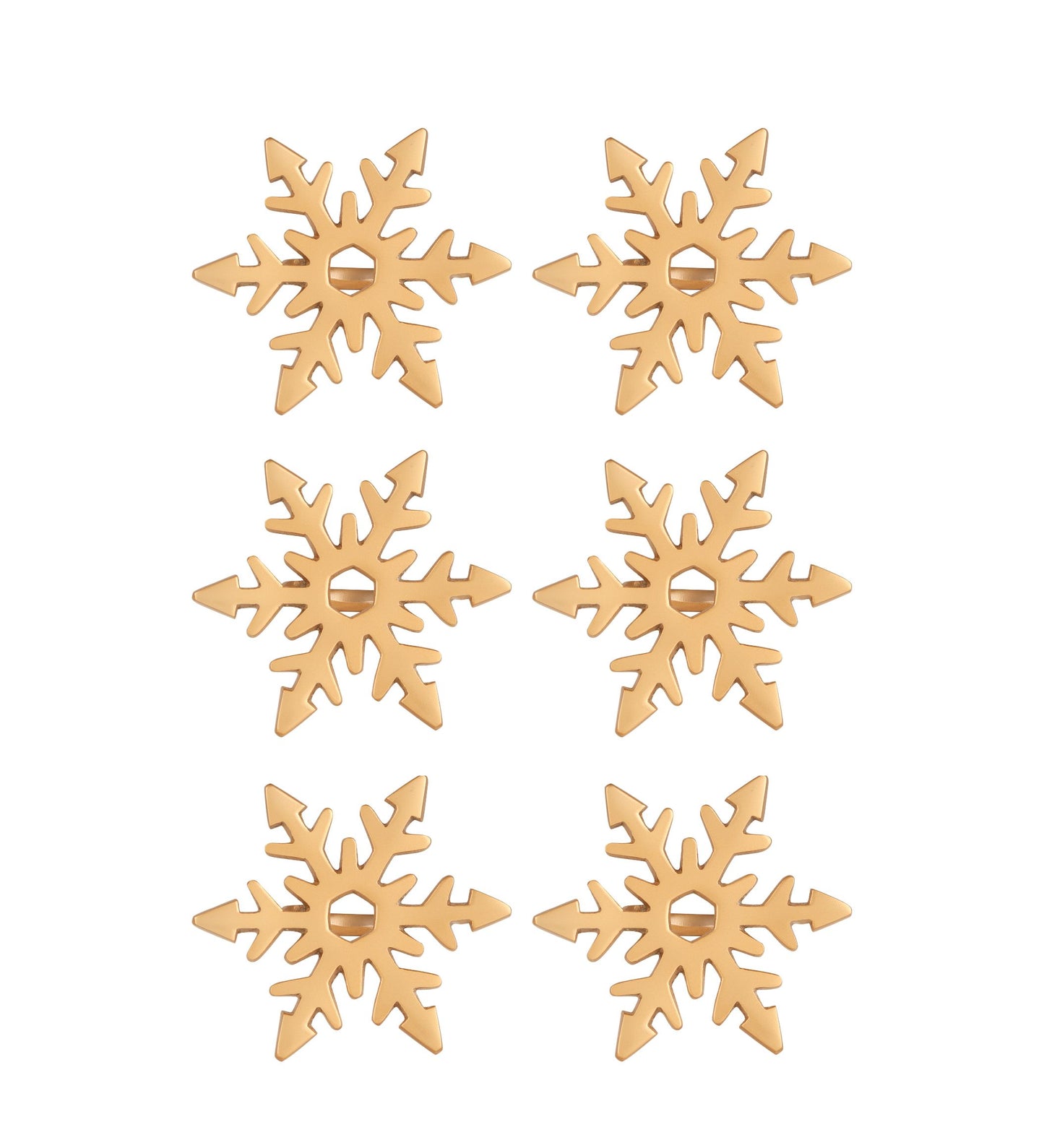 Christmas Snowflake Napking Ring Set of 6 Gold