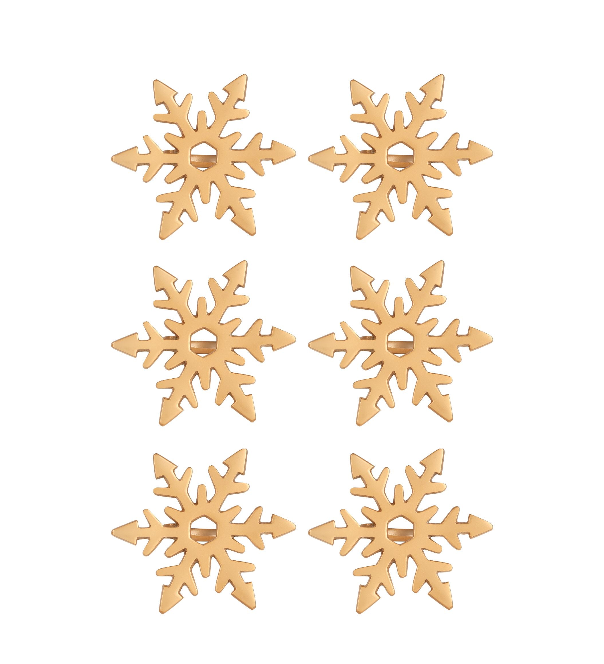 Christmas Snowflake Napking Ring Set of 6 Gold