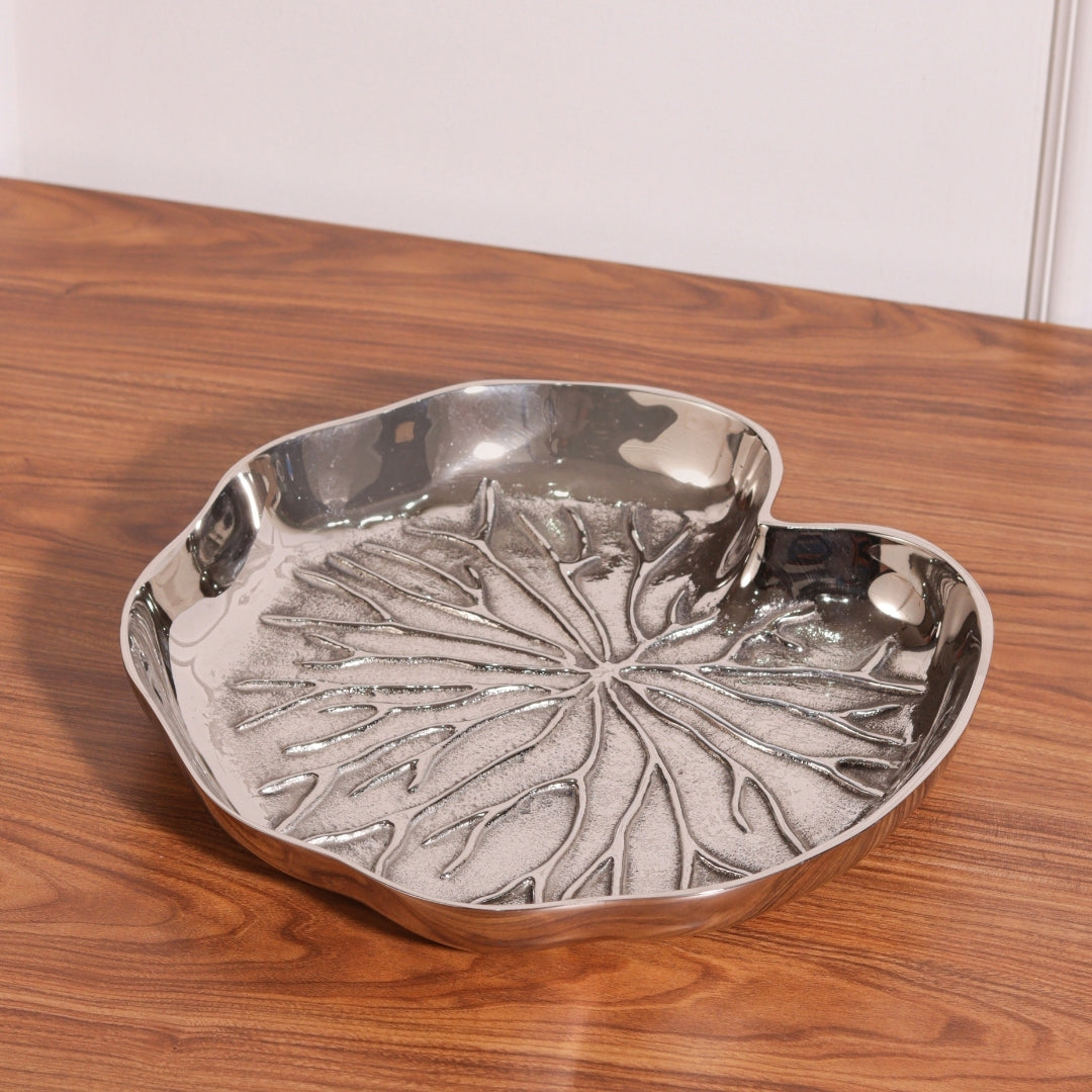 Aluminium Home Craft Lotus Stem Serving Fruit Deep Designer Tabletop Platter