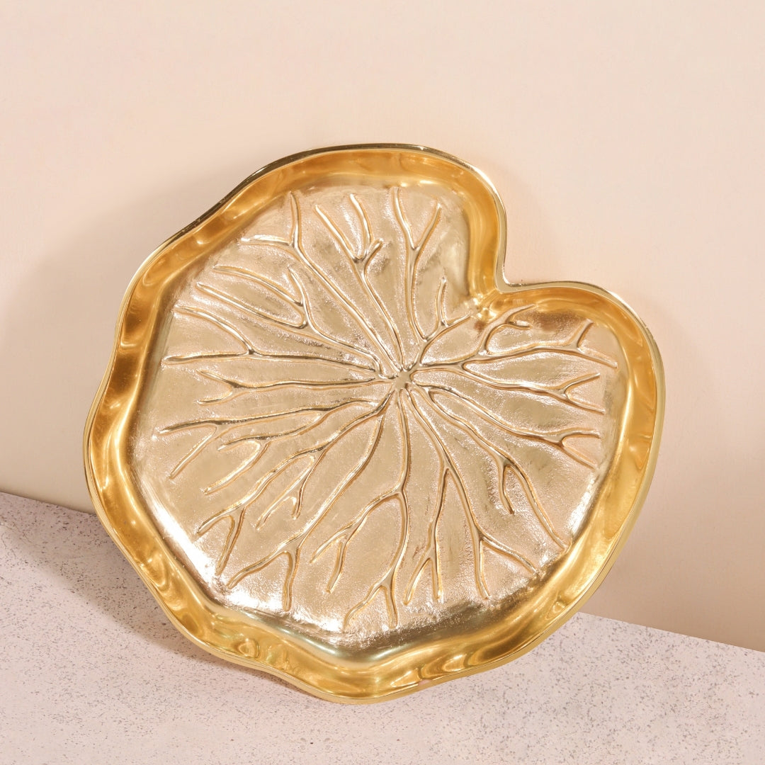 Aluminium Home Craft Lotus Stem Serving Fruit Deep Designer Tabletop Platter
