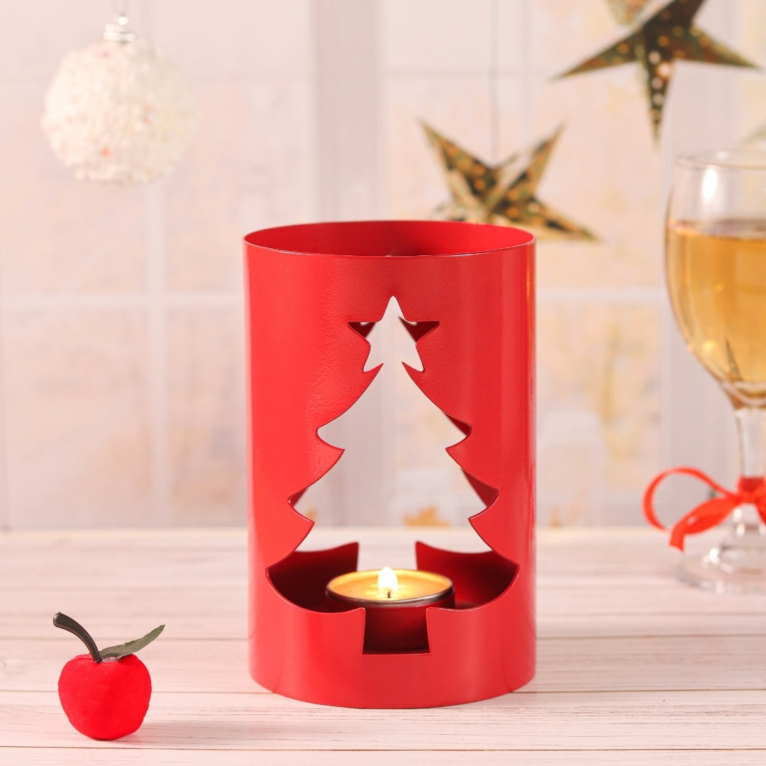 Christmas Candle Stand Tree Design S/2 (Red & Green 1 each)