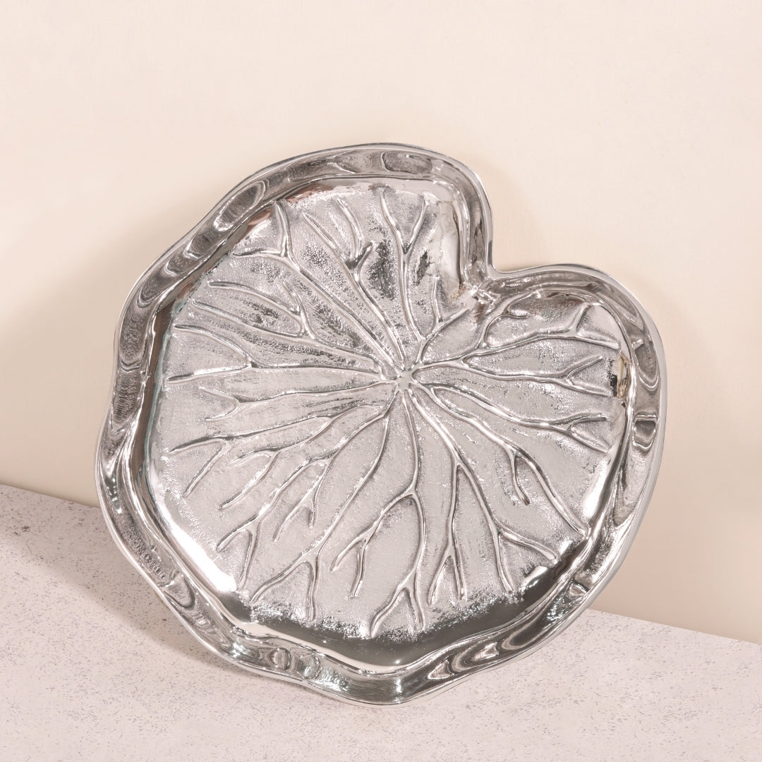 Aluminium Home Craft Lotus Stem Serving Fruit Deep Designer Tabletop Platter