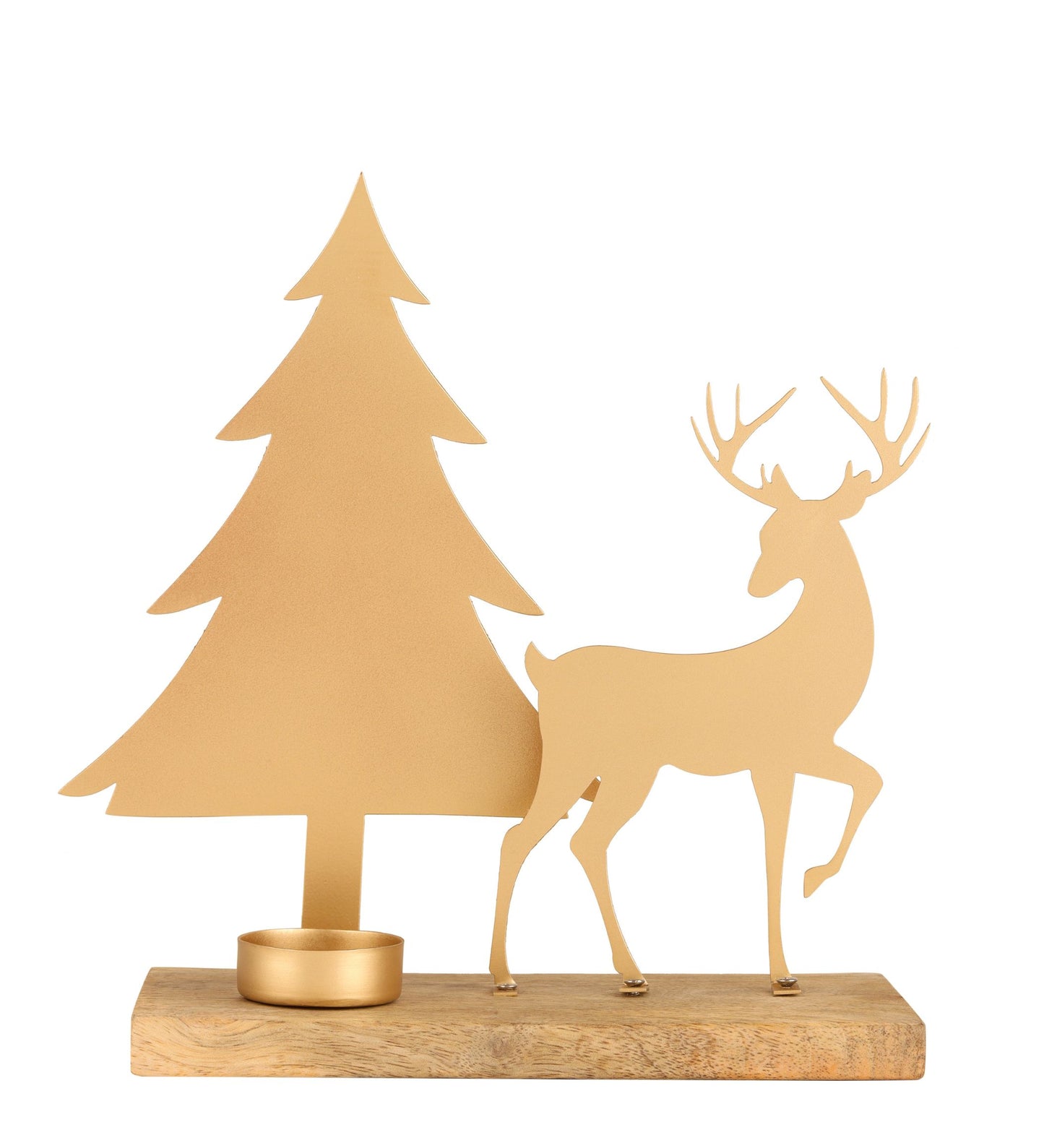 Christmas Gold Reindeer and Tree with Tealight Candle