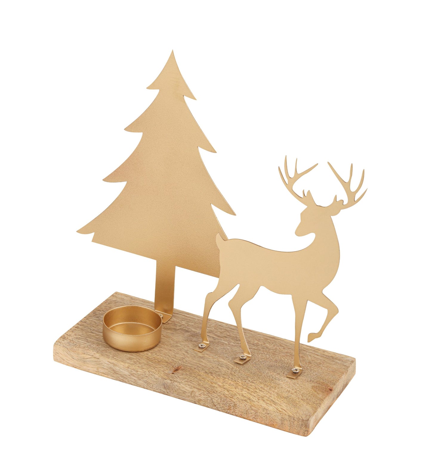 Christmas Gold Reindeer and Tree with Tealight Candle