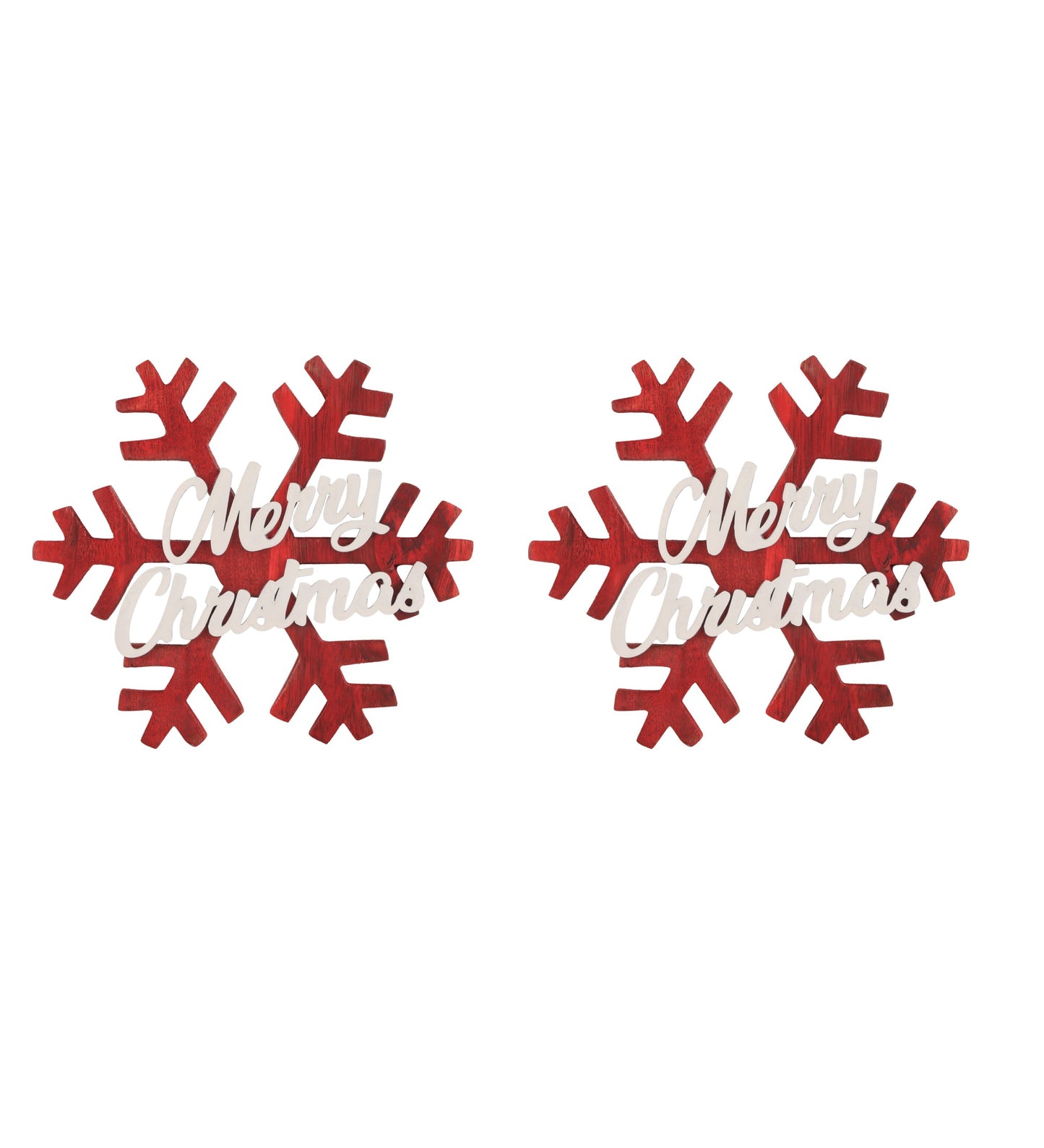 Merry Christmas with Red Snow Flake Hanging S/2