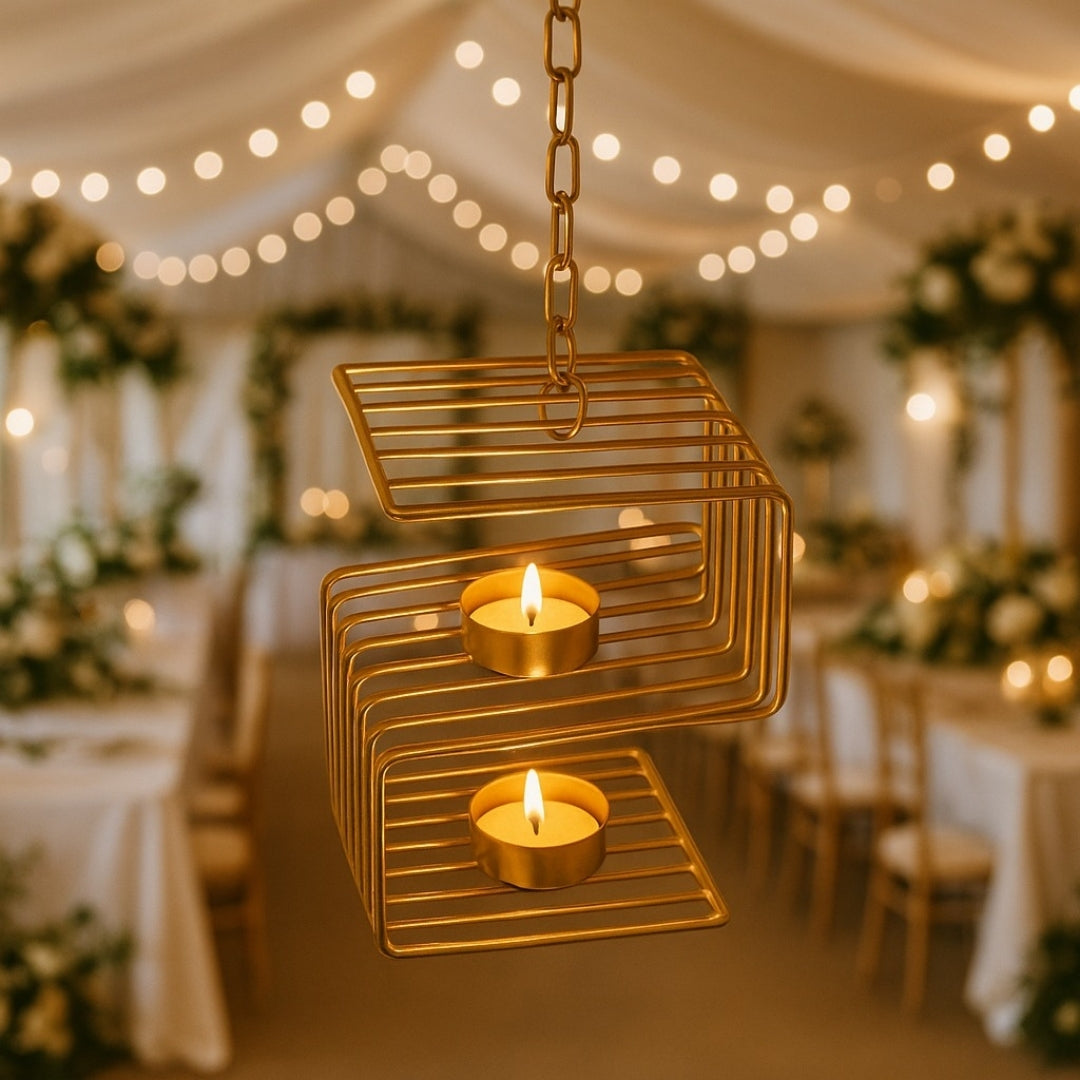 Hanging Swastik Votive Holder - Elegant Metal Lantern for Home Decor - Perfect for Diwali, Festivals, and Everyday Use - Handcrafted Design for Warm Ambiance