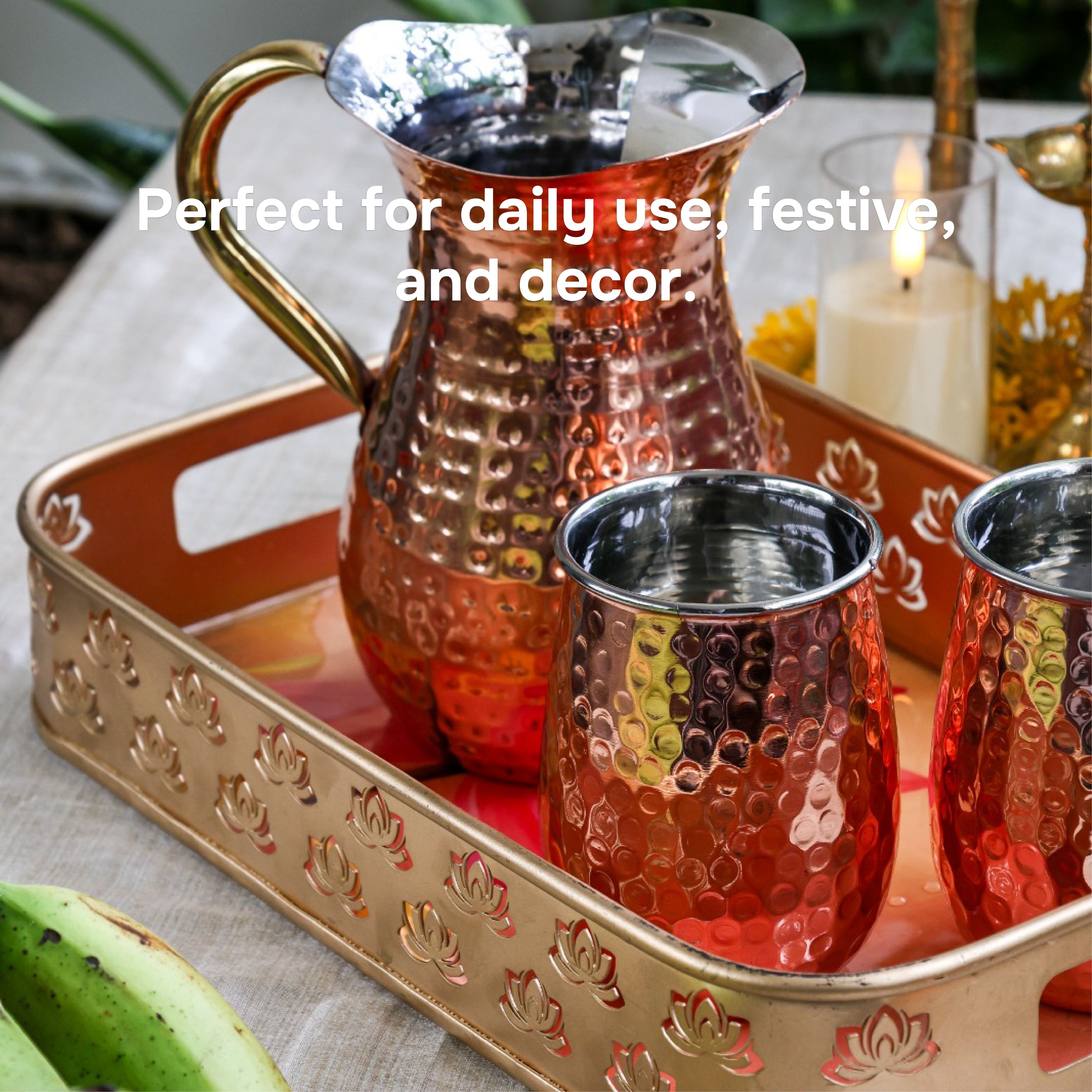 Rectangular Serving Tray with Lotus