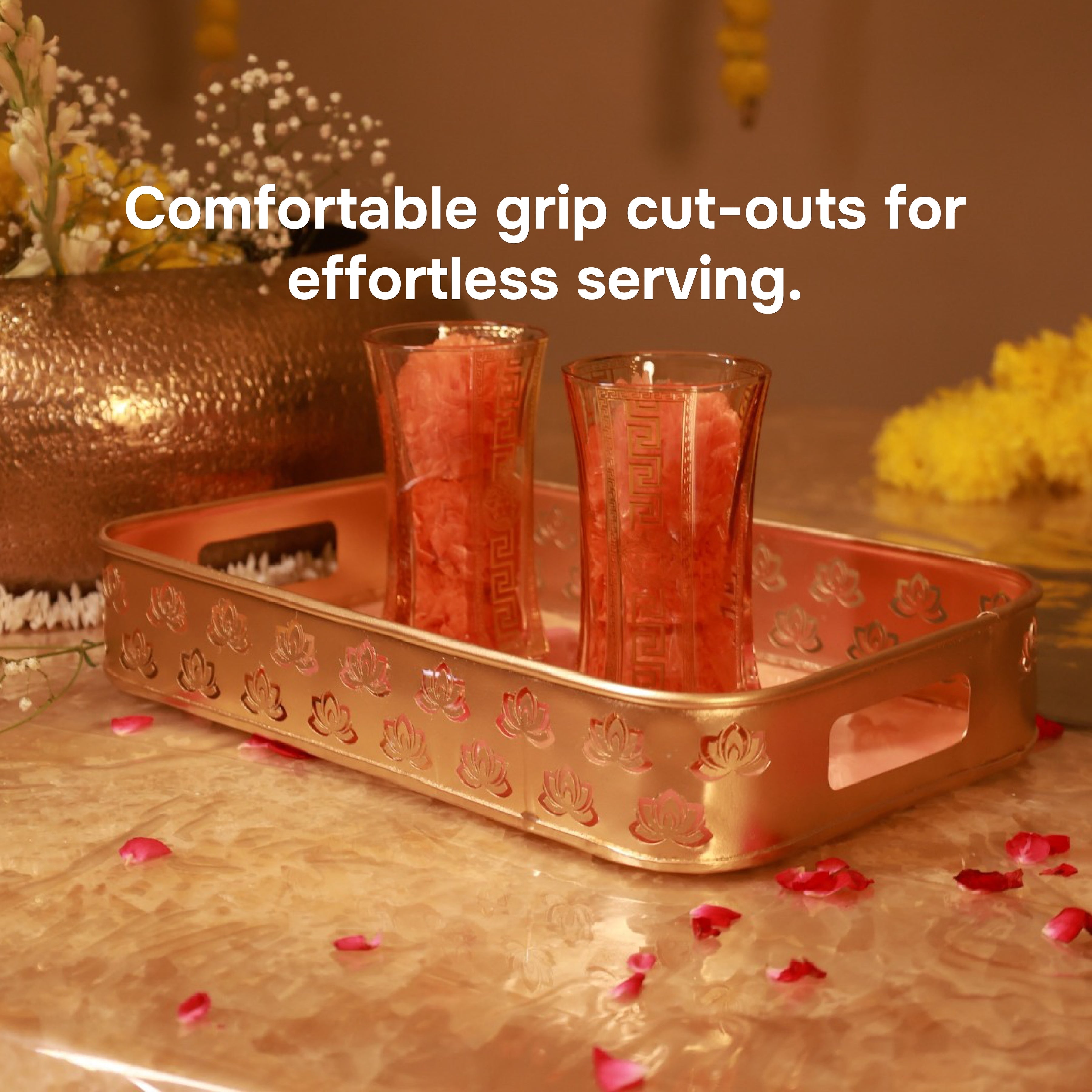 Rectangular Serving Tray with Lotus