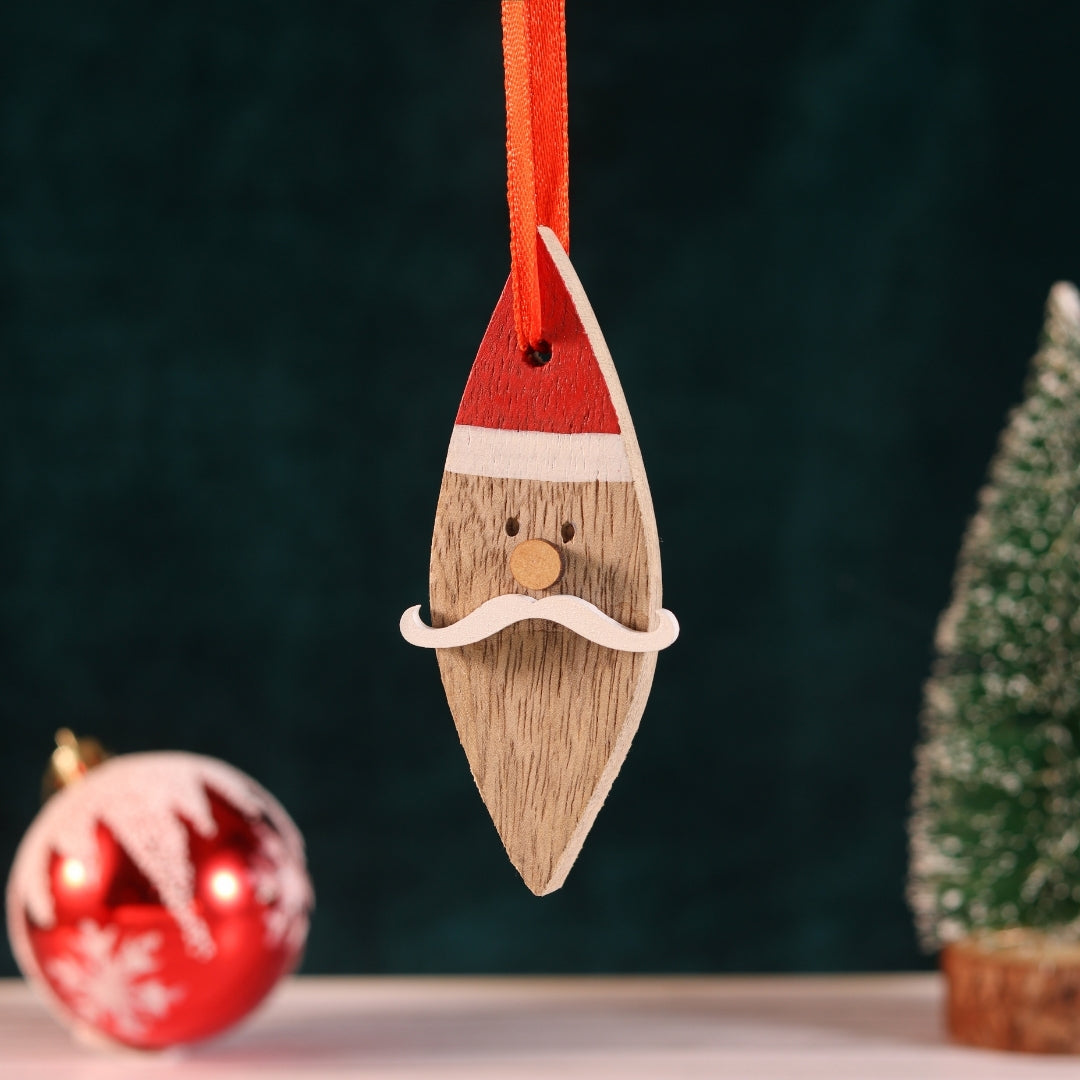 Hanging Santa with Mustache Ornament S/9