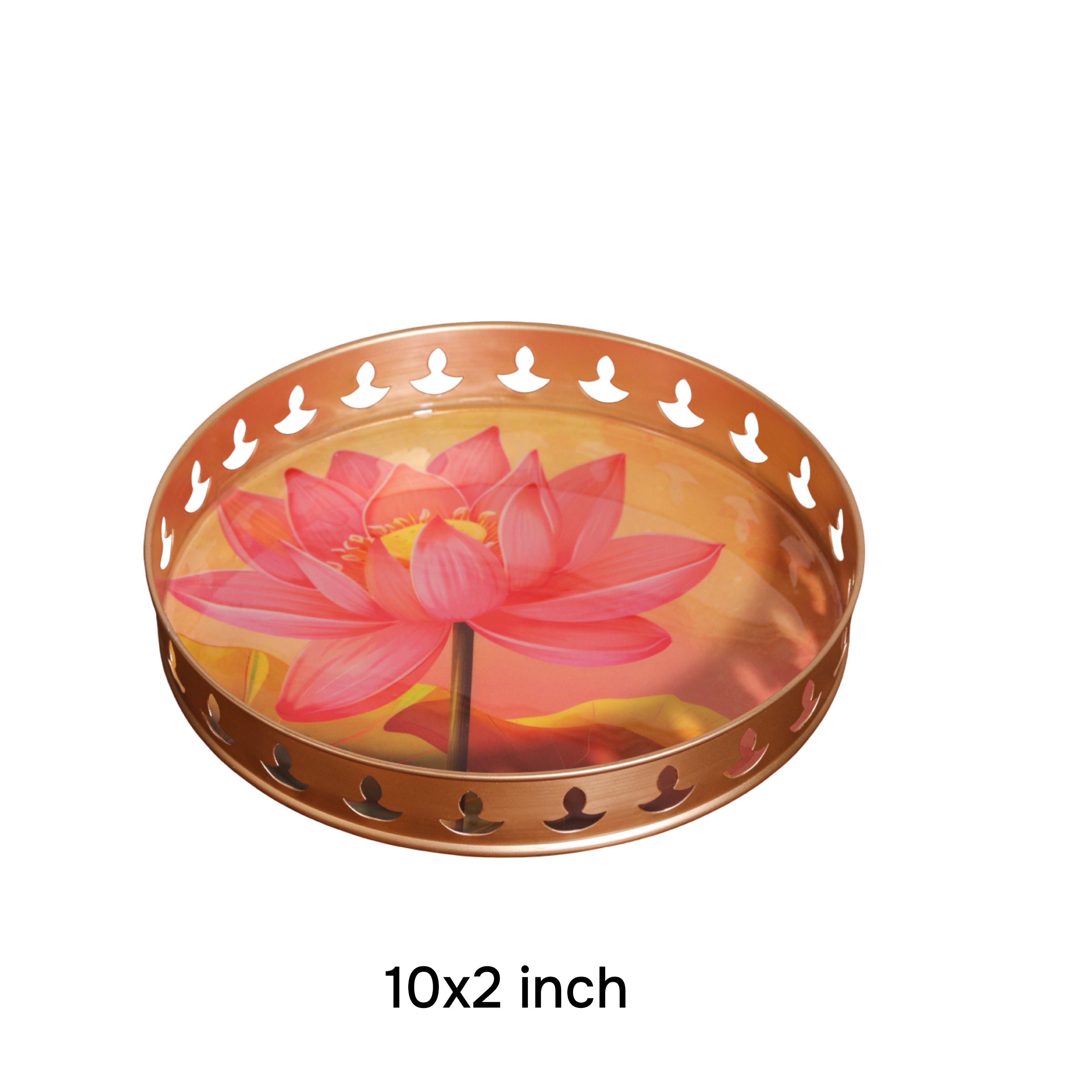 Round Serving Tray with Lotus