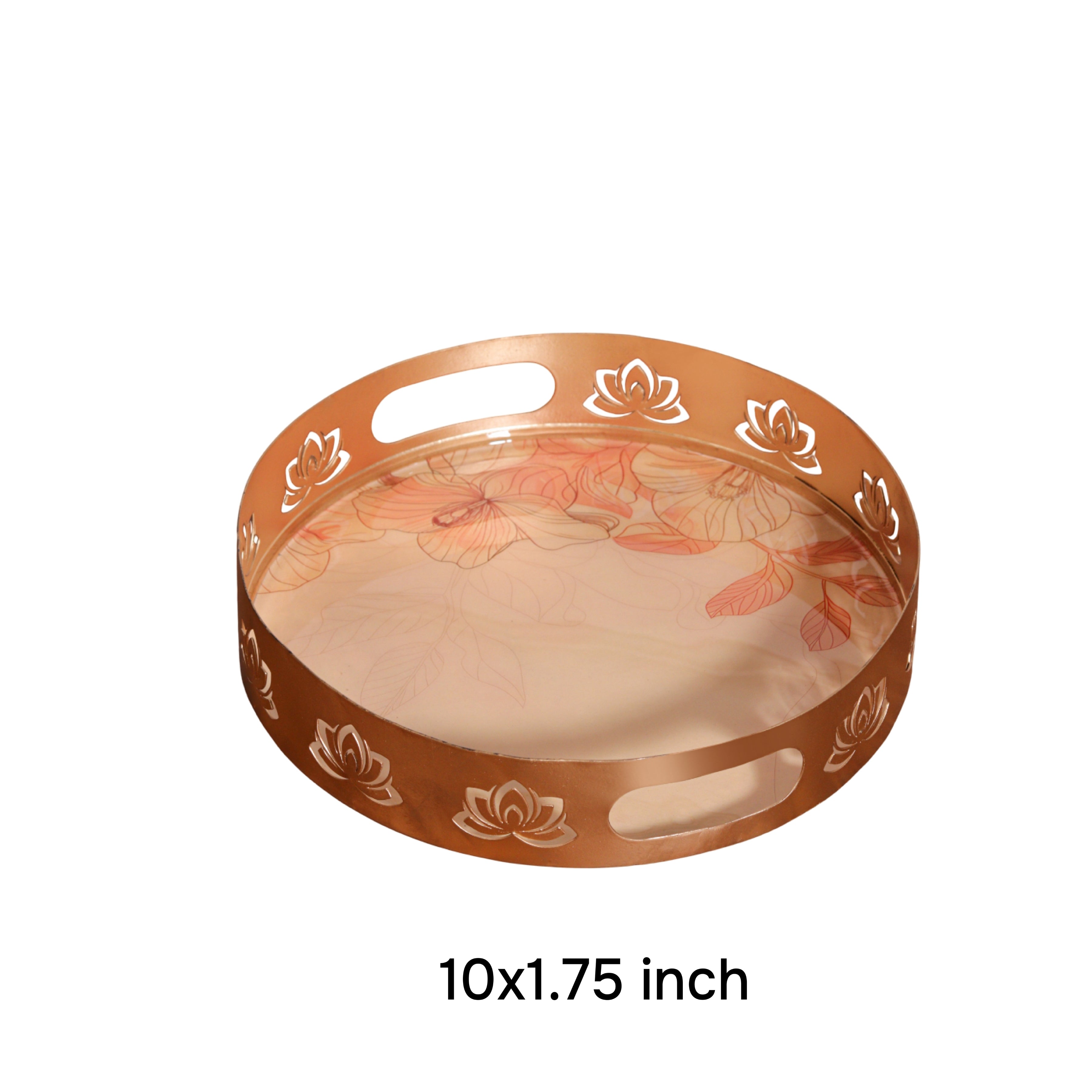 Round Serving Tray with Leaf Motif
