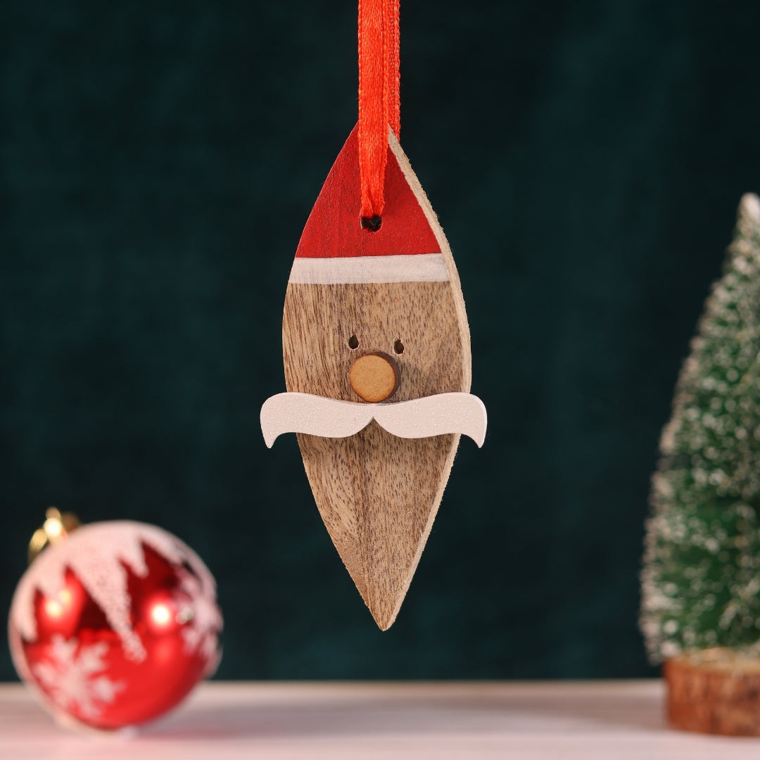 Hanging Santa with Mustache Ornament S/9