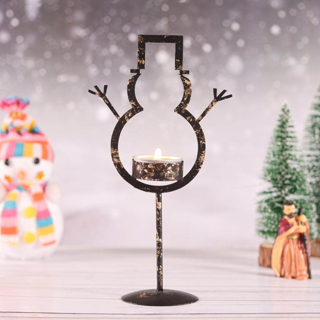 Christmas Candle Tealight Candle Stand S/2 (Reindeer & Snowman 1 each)