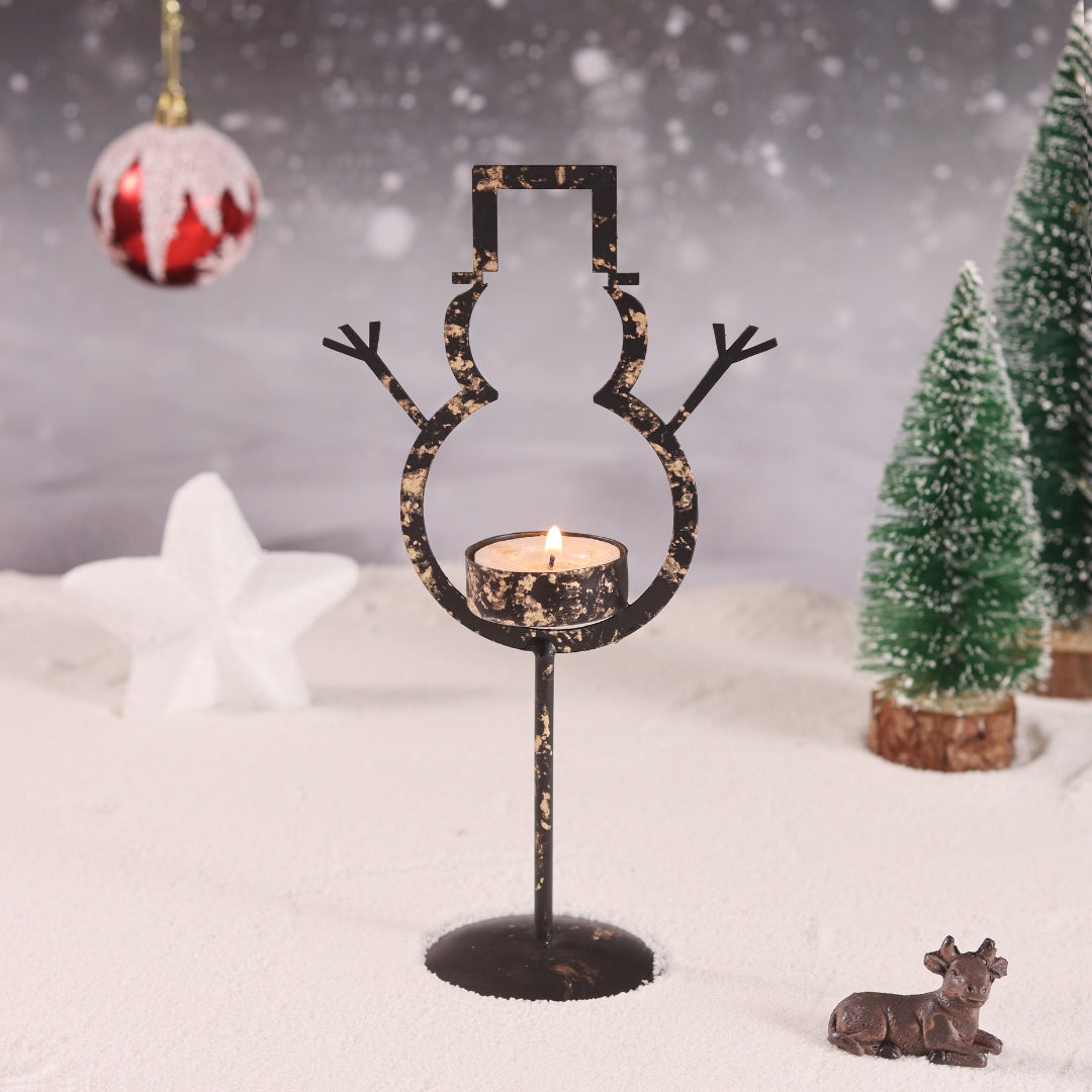 Christmas Candle Tealight Candle Stand S/2 (Reindeer & Snowman 1 each)