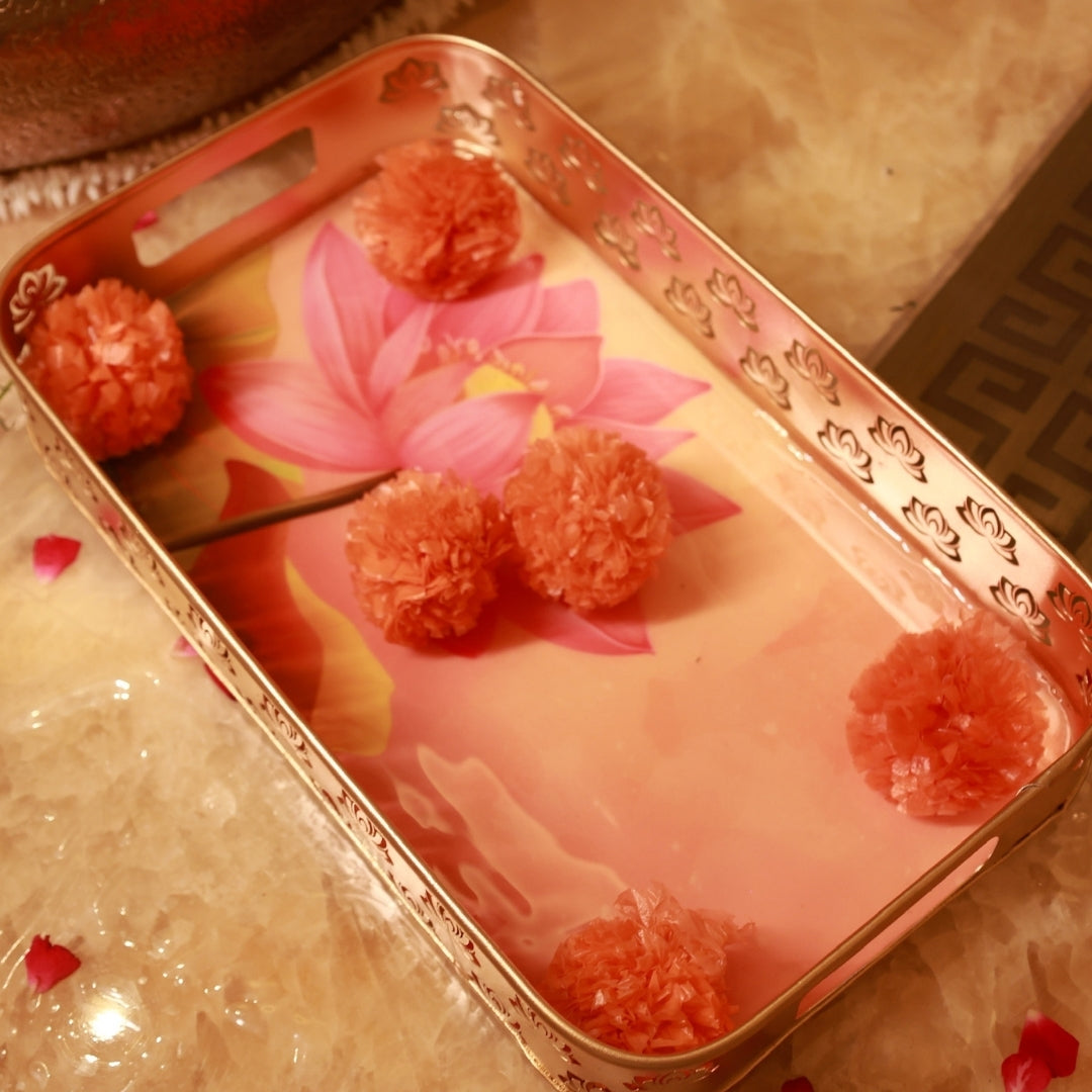 Rectangular Serving Tray with Lotus