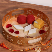 Round Serving Tray with Leaf Motif
