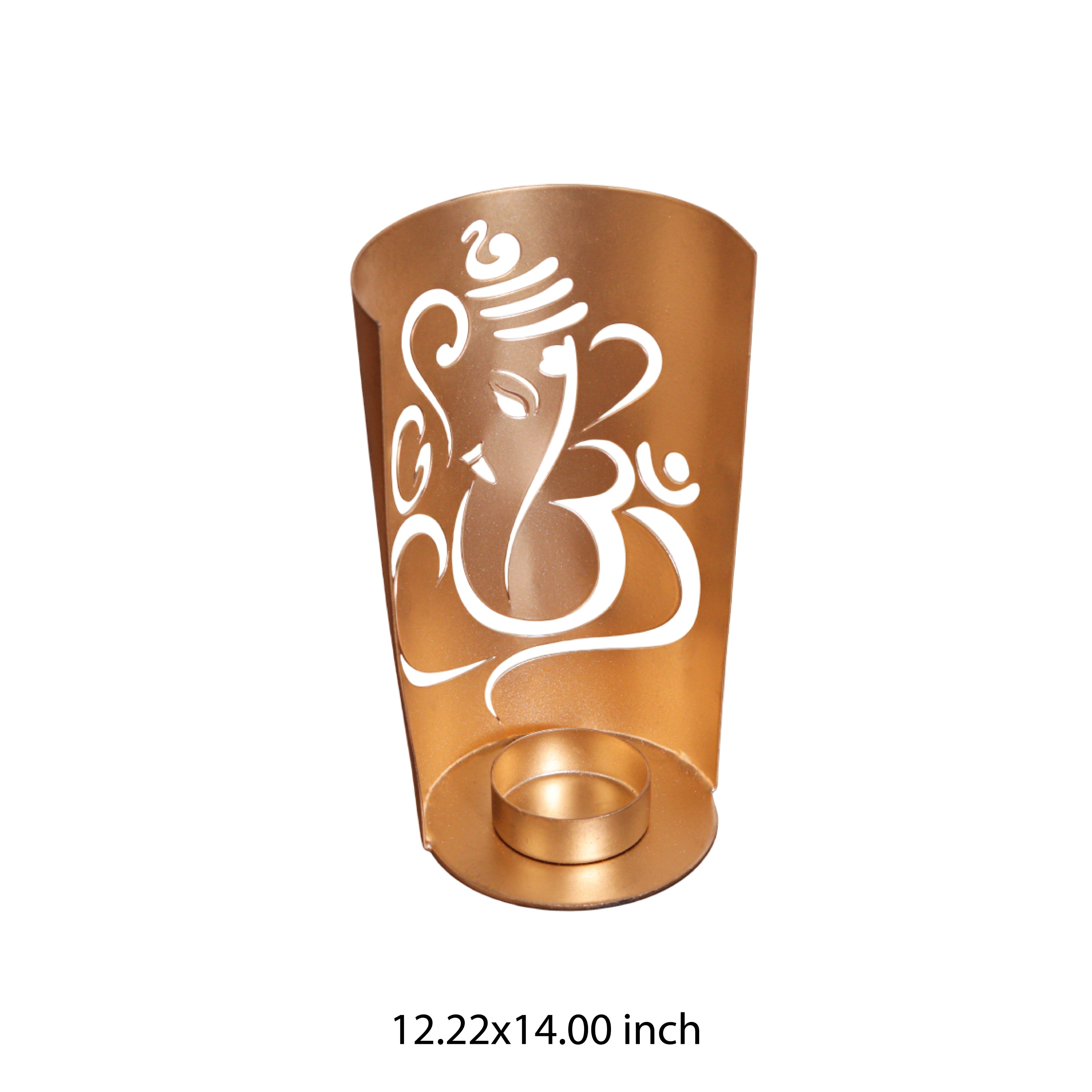 Iron Ganesh Candle Stand with Gold Finish