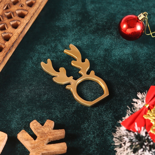 Christmas Reindeer Napking Ring Set of 6 Gold