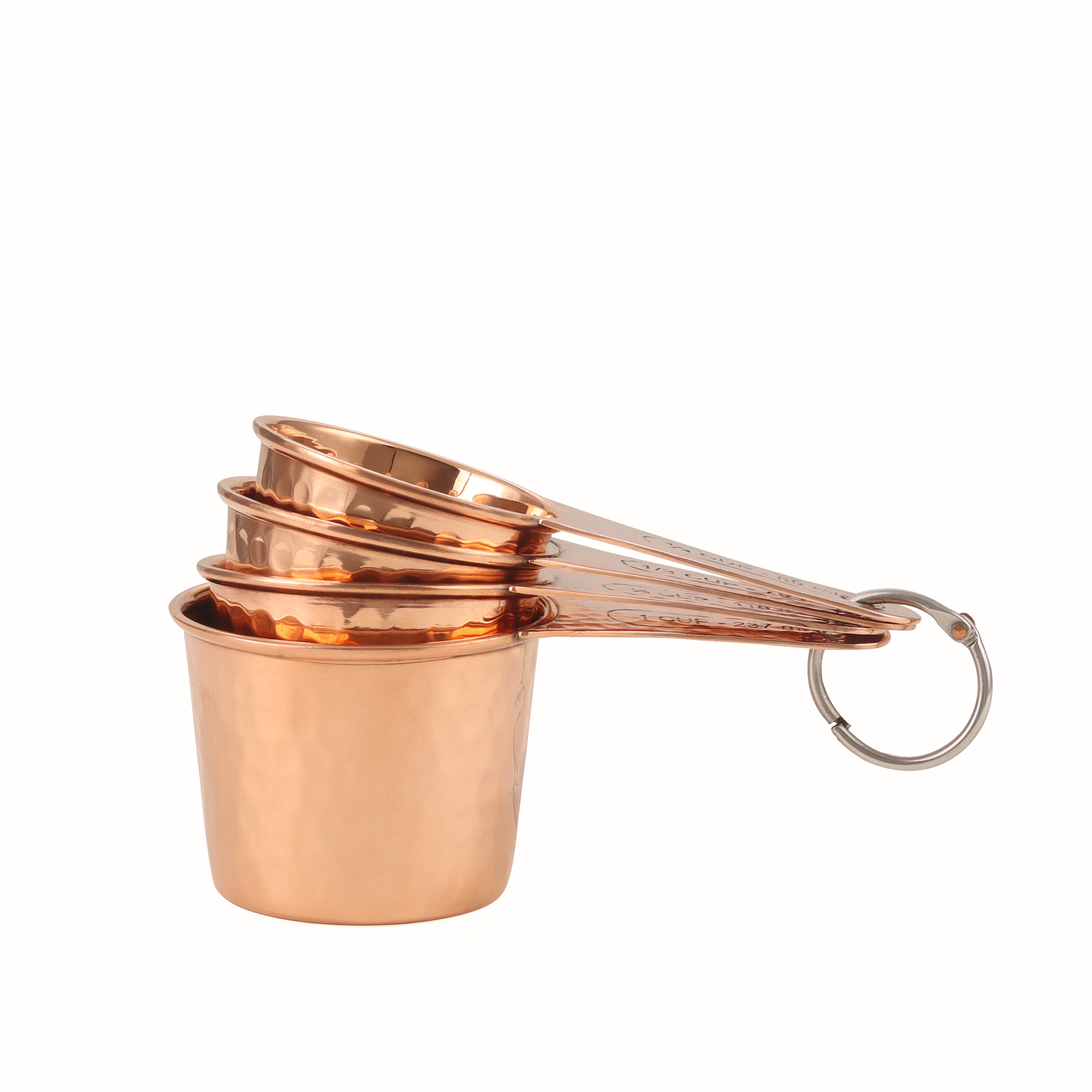 Shiny Copper Measuring Cup & Spoon Set | Shiny Copper finish Measuring Cup for Dry and Liquid Ingredients for Cooking and Baking (Set of 4)