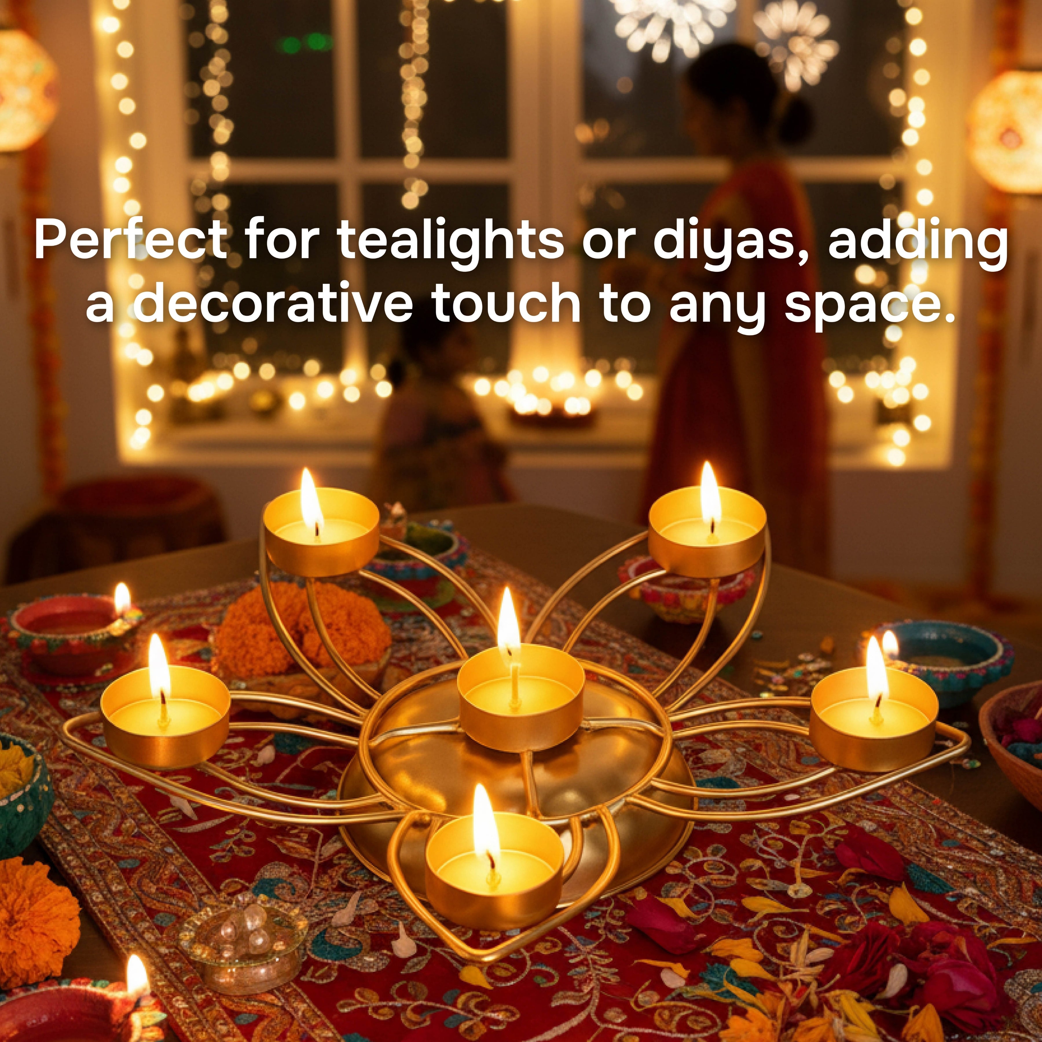 Lotus Hexagon Candle & Tealight Stand