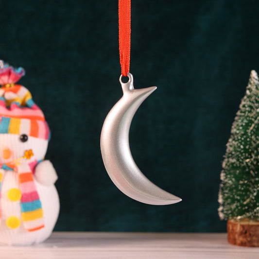 Hanging Ornament Christmas Half Moon (S/4) (Red, Brass, Green,Silver)