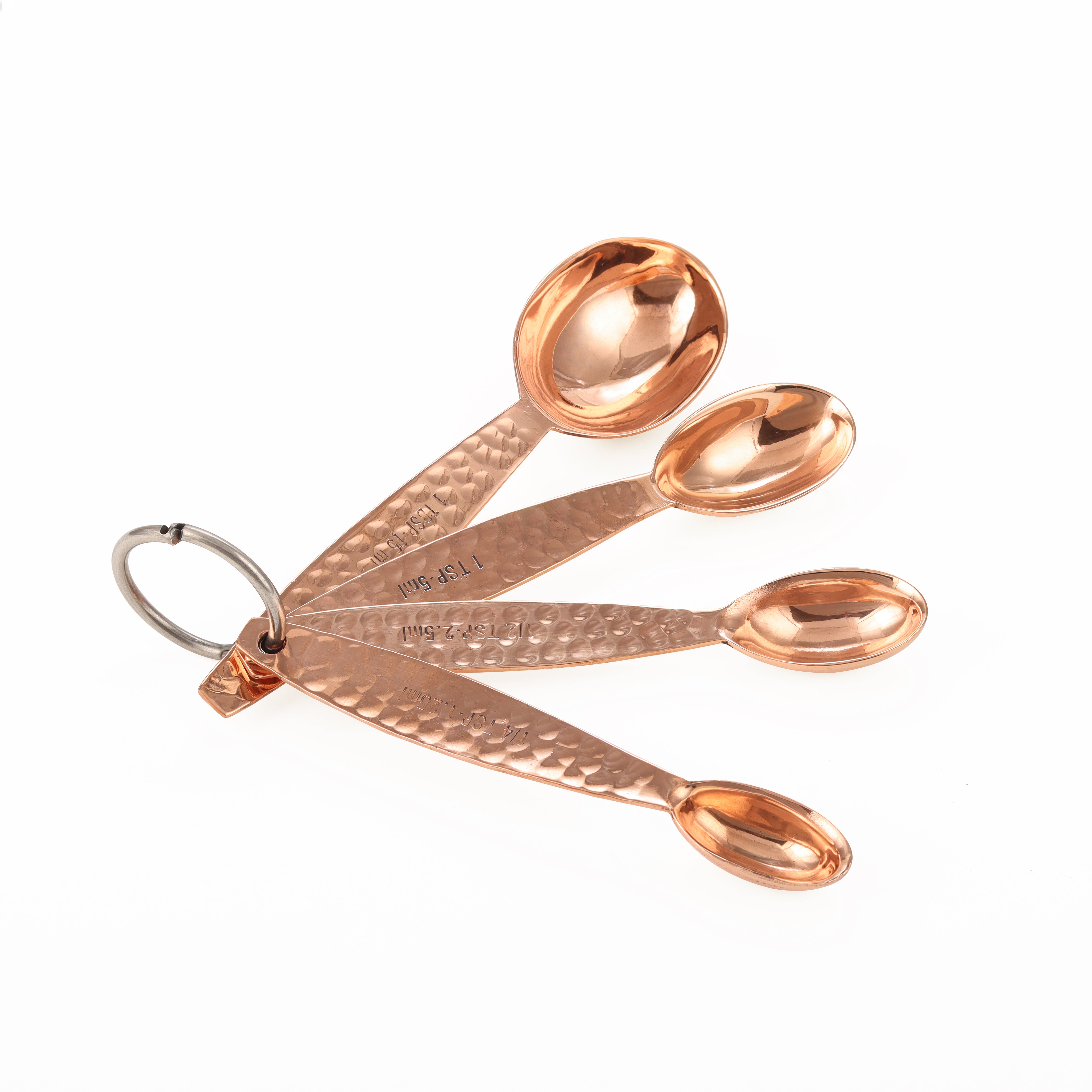 Shiny Copper Measuring Cup & Spoon Set | Shiny Copper finish Measuring Cup for Dry and Liquid Ingredients for Cooking and Baking (Set of 4)