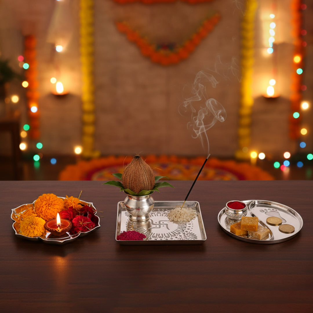 Set of 3 Pooja Thali