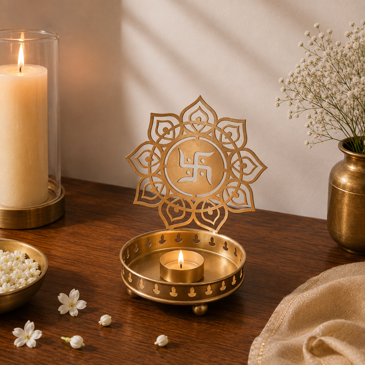 Swastik Tealight Candle Stand