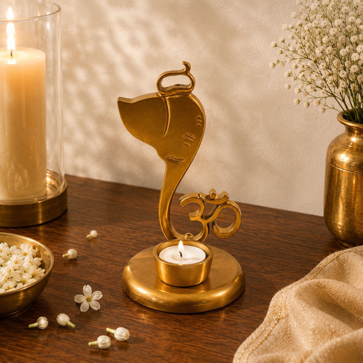 Ganesh Ji Aluminium Candle Holder