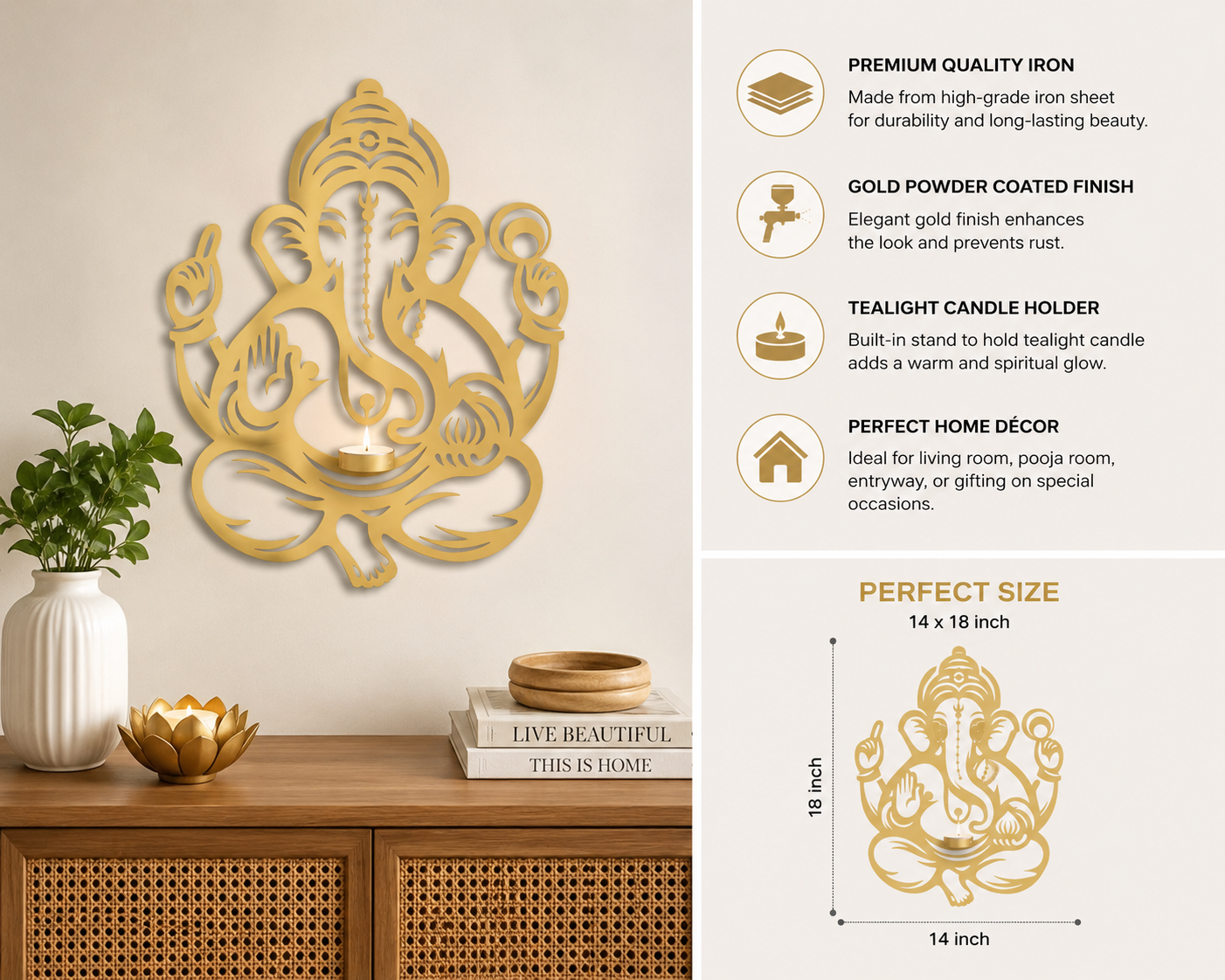 Ganesh Ji Wall Hanging With Candle Stand