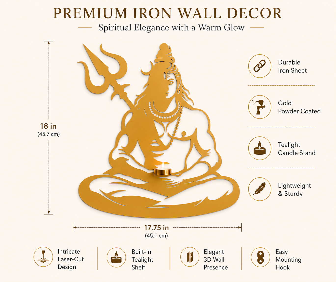 Shiv Ji Wall Hanging With Candle Stand