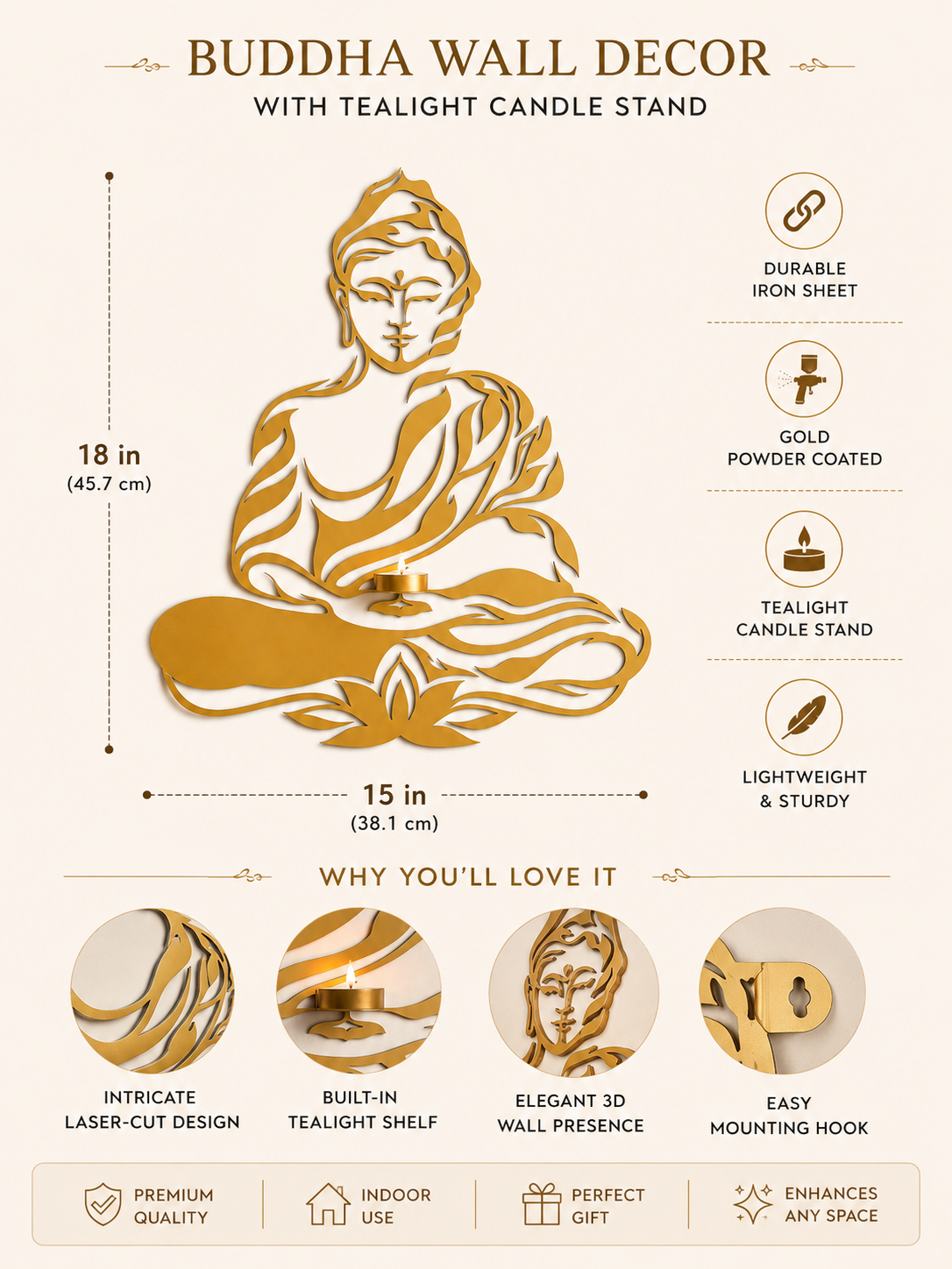 Buddha Wall Hanging With Candle Stand