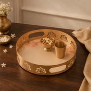 Round Serving Tray with Leaf Motif
