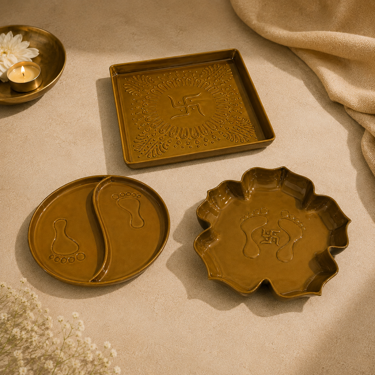 Set of 3 Pooja Thali