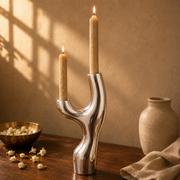 Trunk Design Aluminium Candle Stand - Artistic Metal Holder