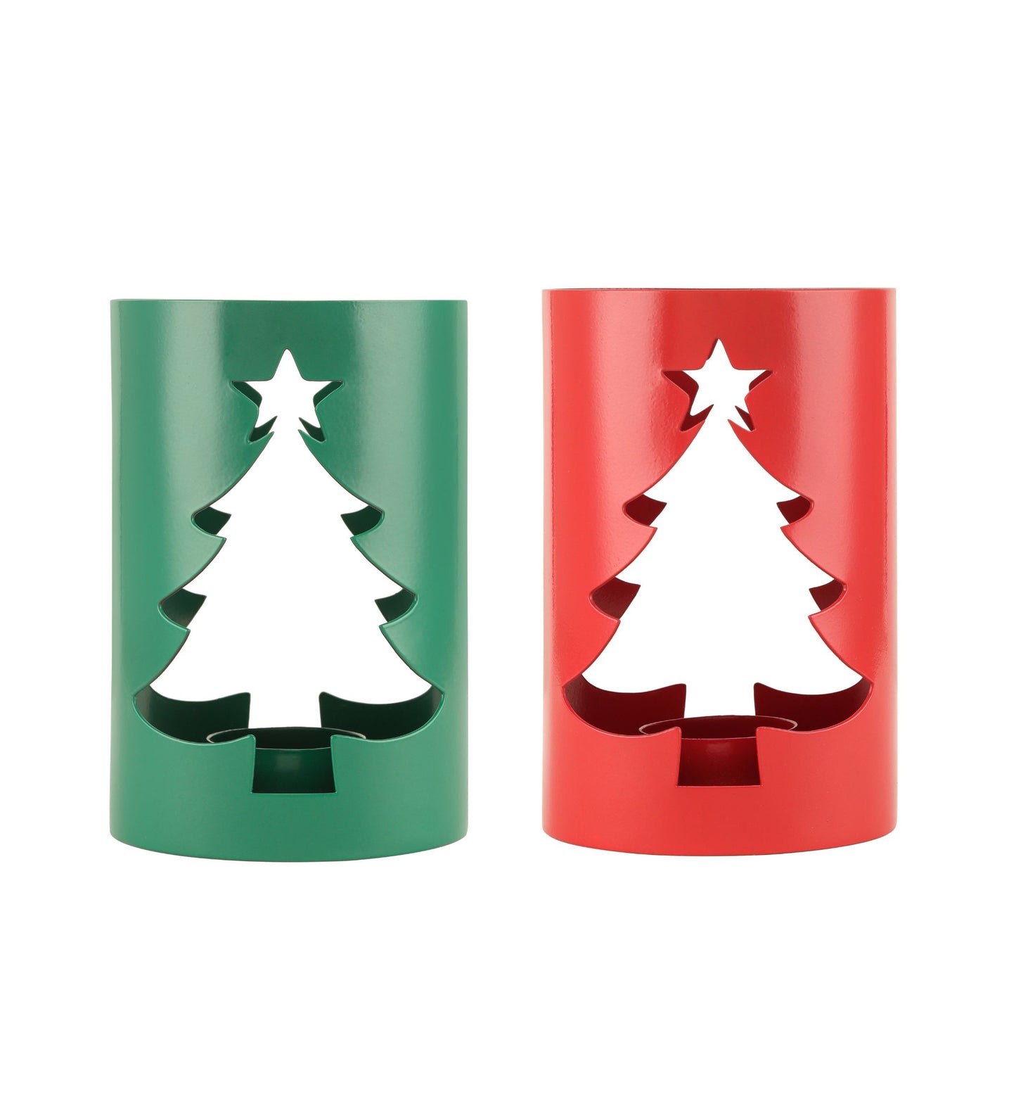 Christmas Candle Stand Tree Design S/2 (Red & Green 1 each)