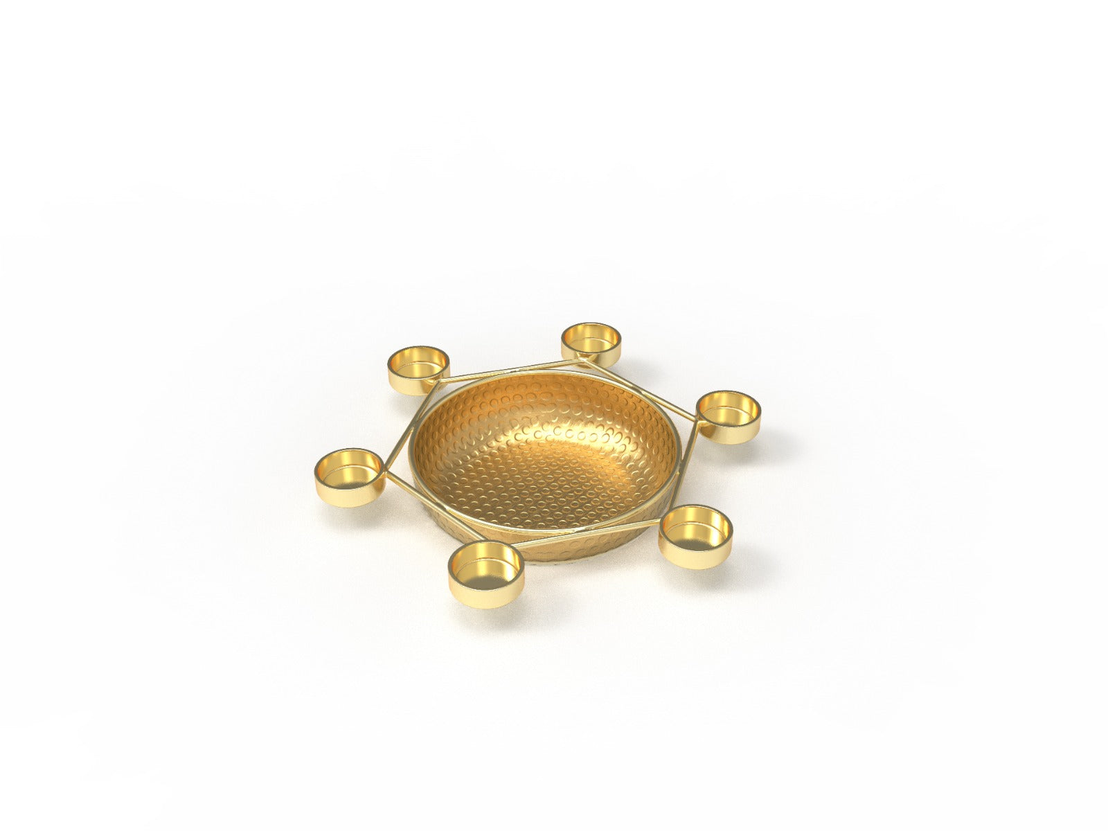 Hexagon Radiant Urli with Candle Holders – Designer Floating Bowl