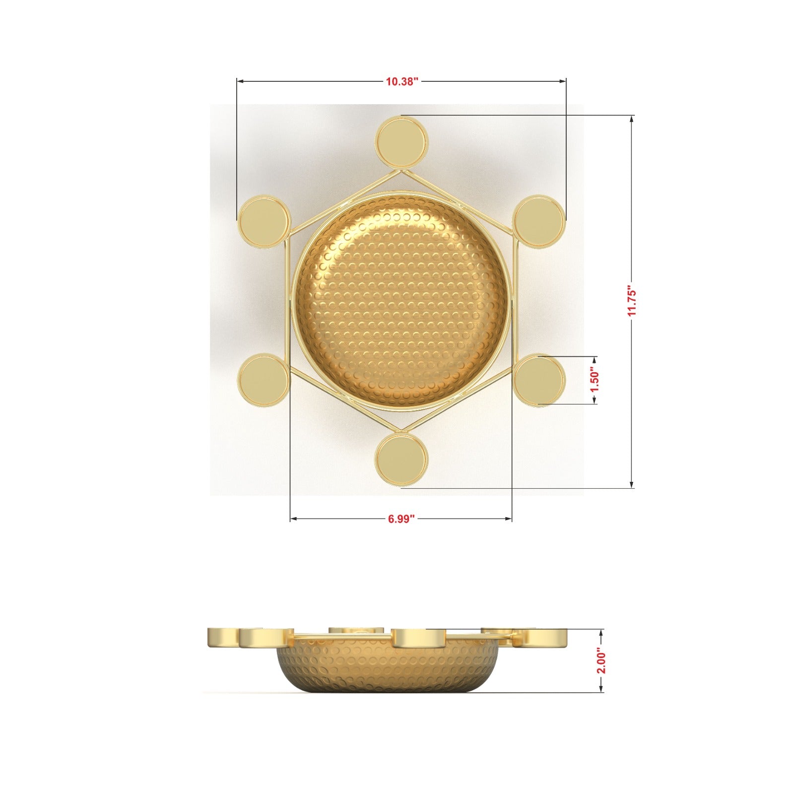 Hexagon Radiant Urli with Candle Holders – Designer Floating Bowl
