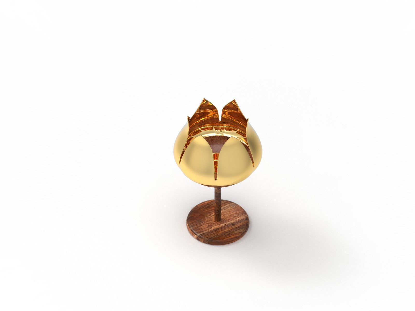 Iron Lotus Candle Wood Stand with Brass Finishing Table & Floor Top for All Festival Home Decoration
