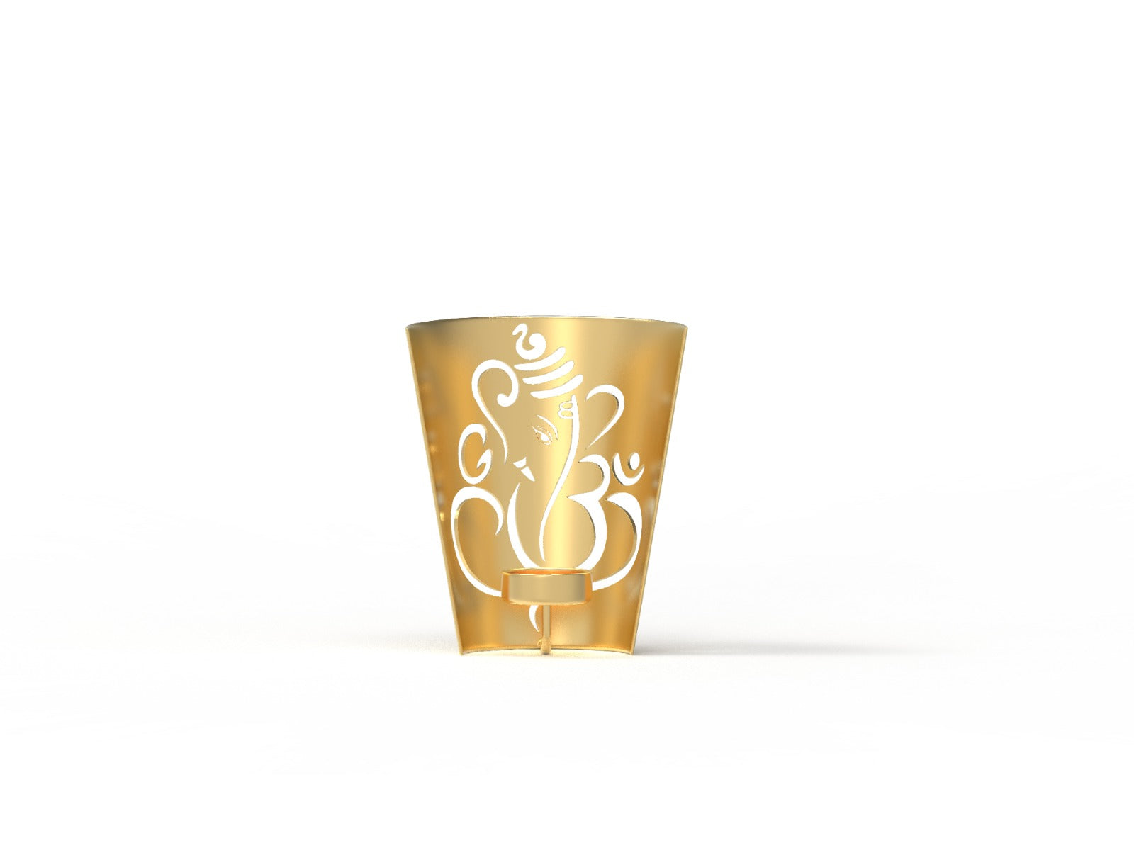 Iron Ganesh Candle Stand with Gold Finish