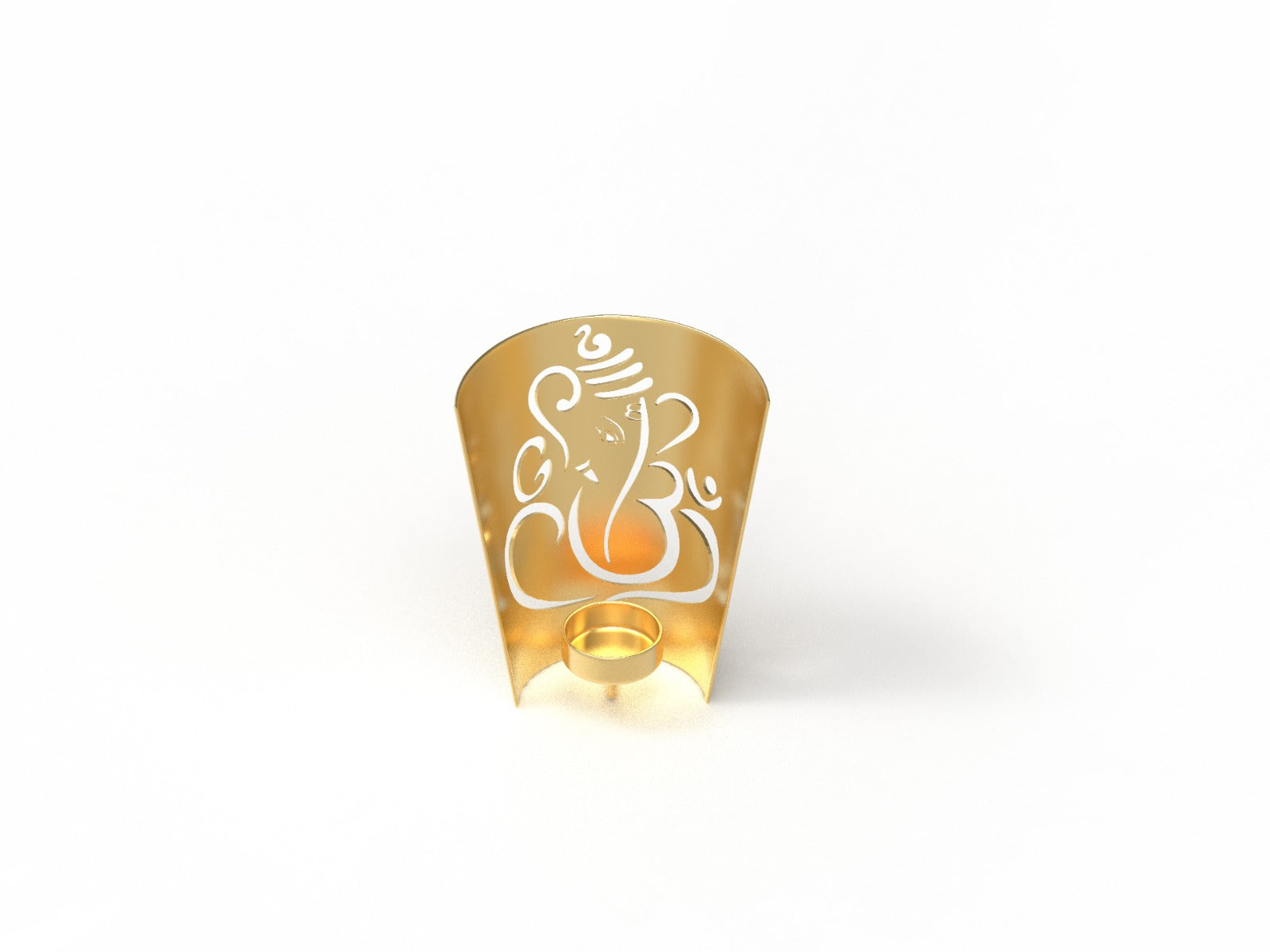 Iron Ganesh Candle Stand with Gold Finish