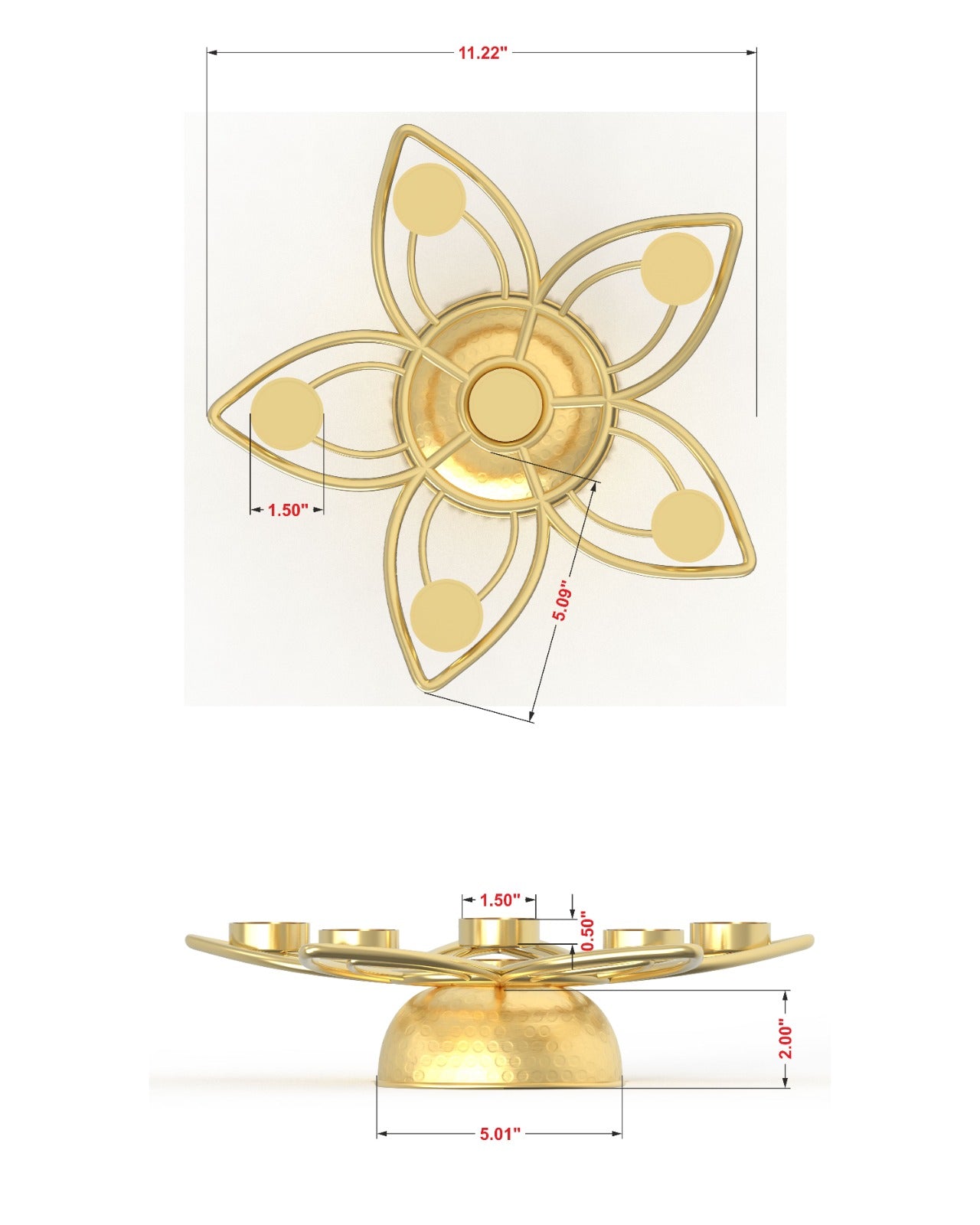 Lotus 6 in 1 Candle & Tealight Stand in Brass Tone