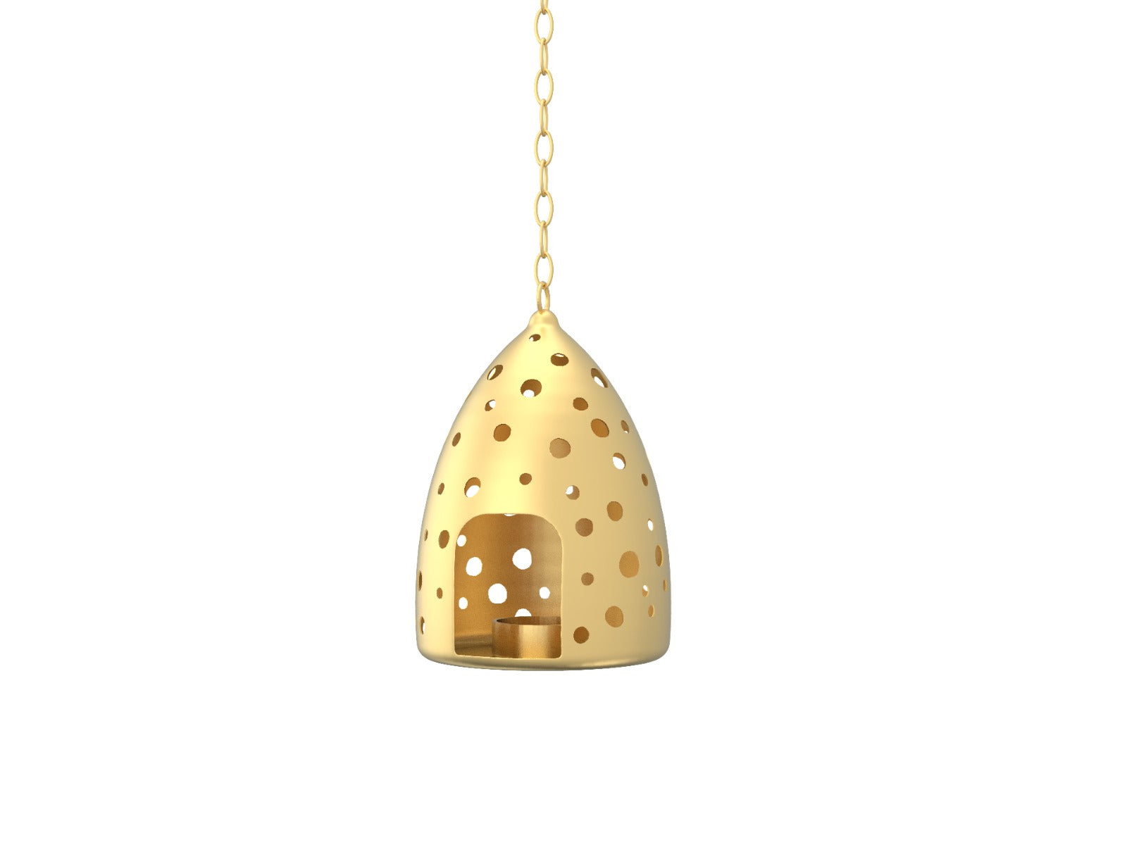 Hanging Enclosed Cave Votive Holder - Elegant Metal Lantern for Home Decor - Perfect for Candles and Tea Lights - Handcrafted Design for Cozy Ambiance
