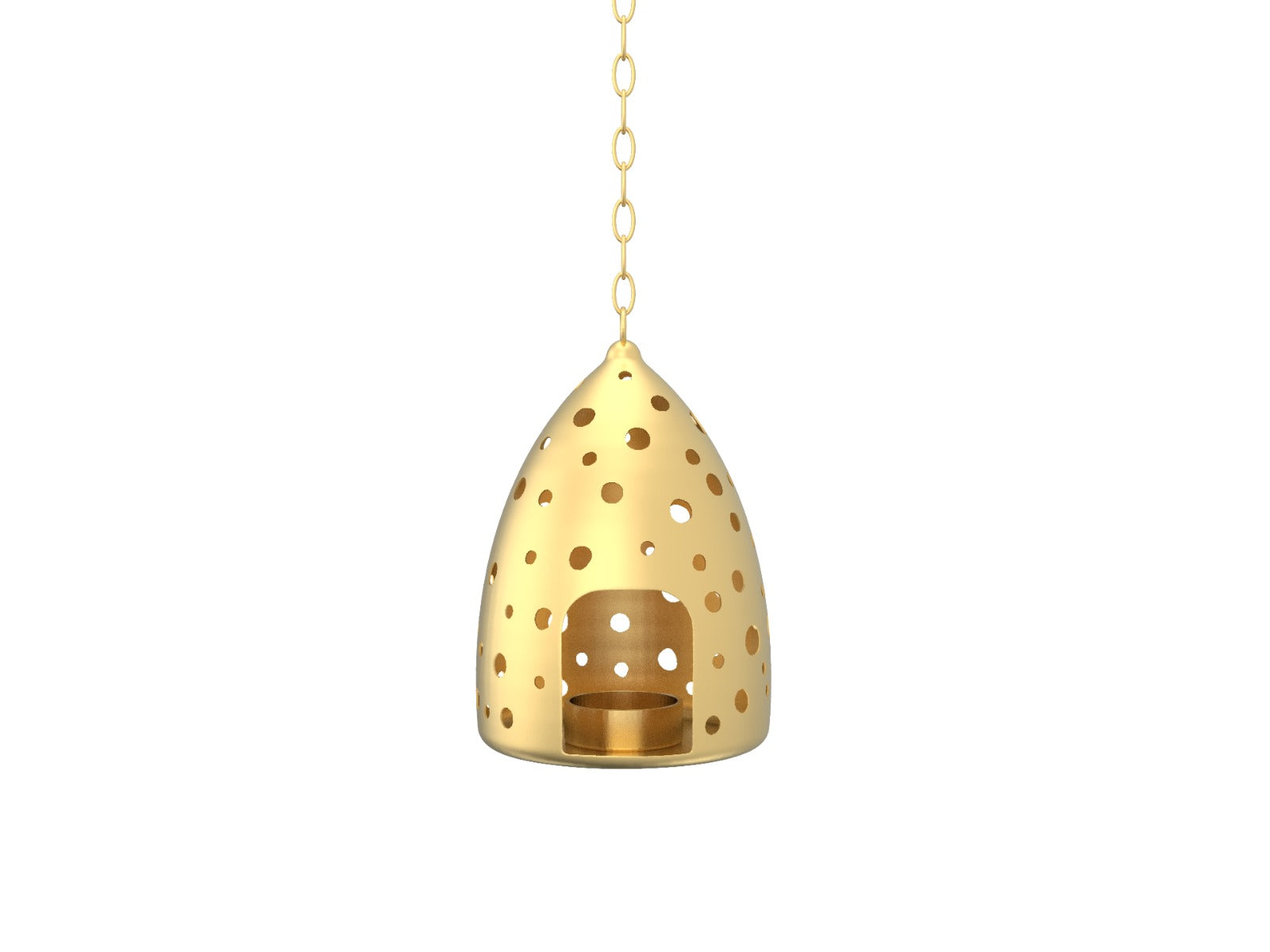 Hanging Enclosed Cave Votive Holder - Elegant Metal Lantern for Home Decor - Perfect for Candles and Tea Lights - Handcrafted Design for Cozy Ambiance