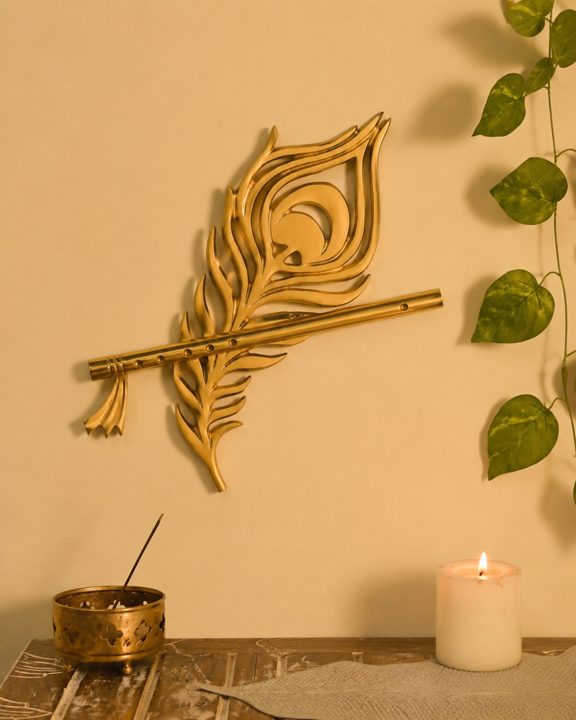 Krishna Ji Flute with Peacock Design