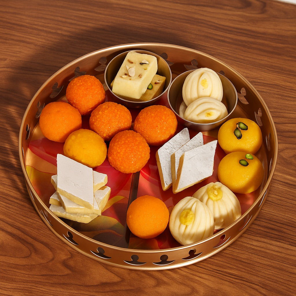 Round Serving Tray with Lotus