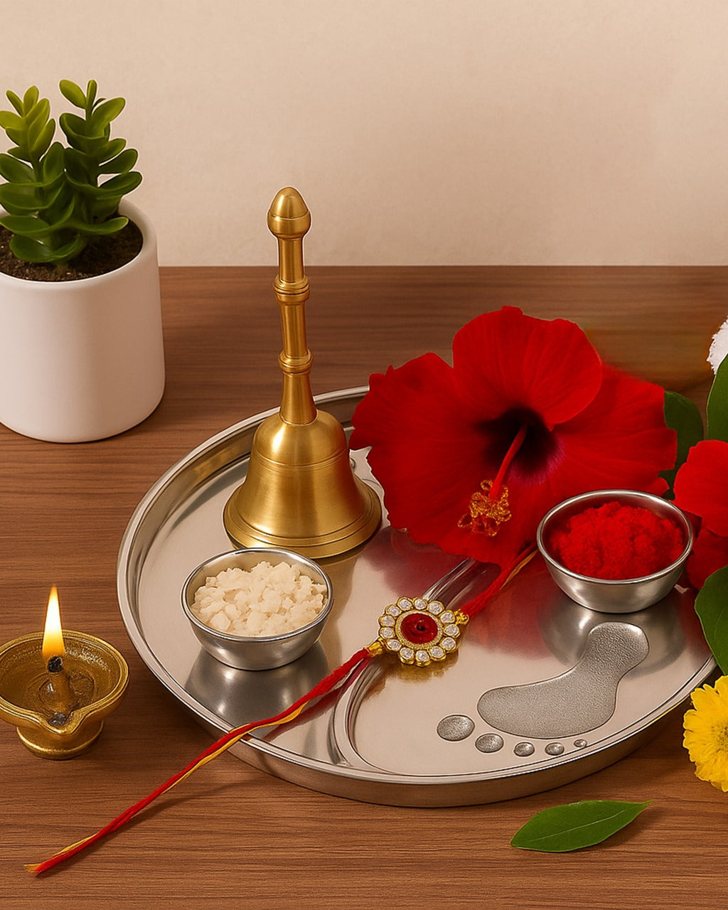 Laxmi Charan Urli in Gold Finish - Handcrafted Decorative Bowl