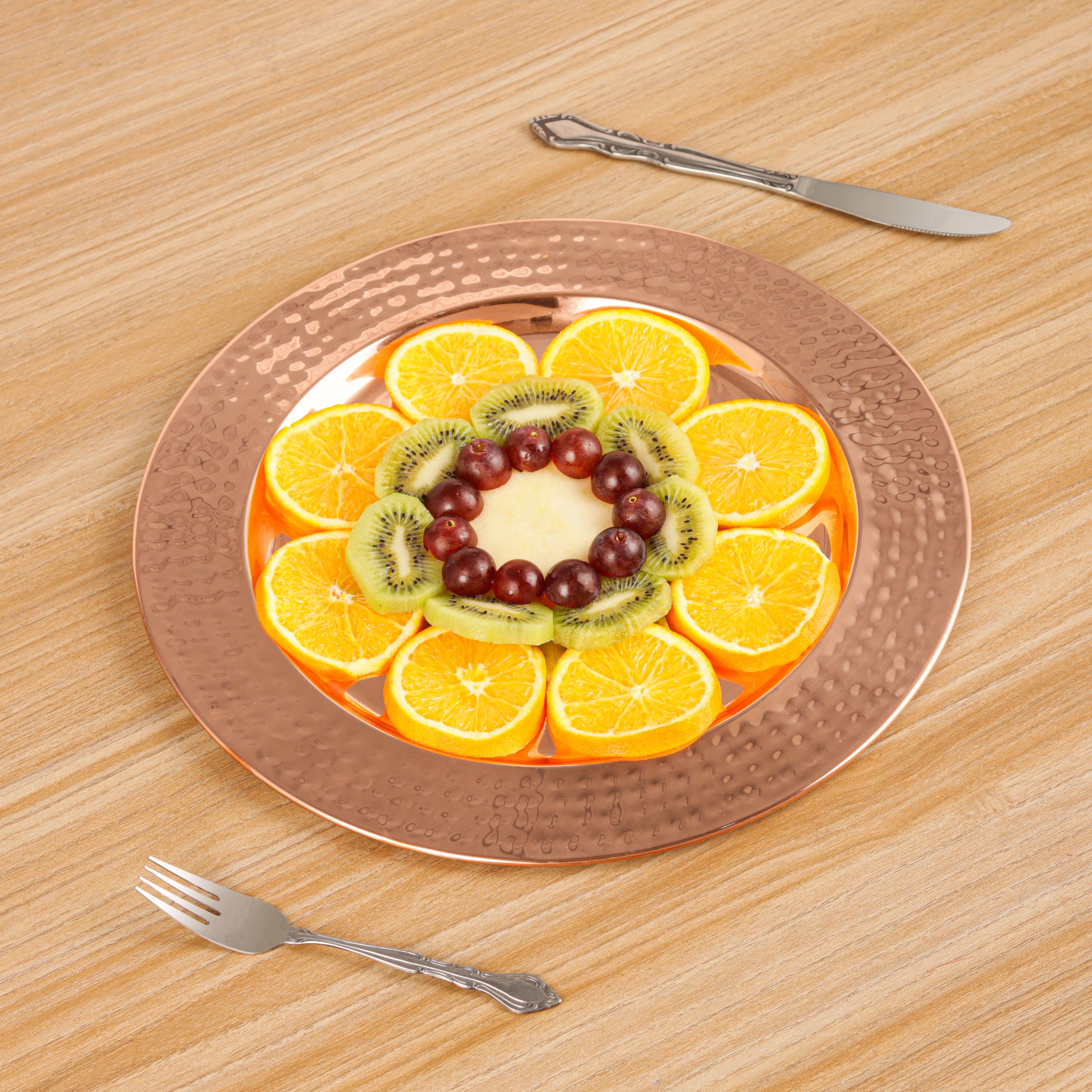 Charger Copper Platting Steel Plate Set of 4 for Dining & Table Decoration Serving Tray, Tableware and Dinnerware Plates